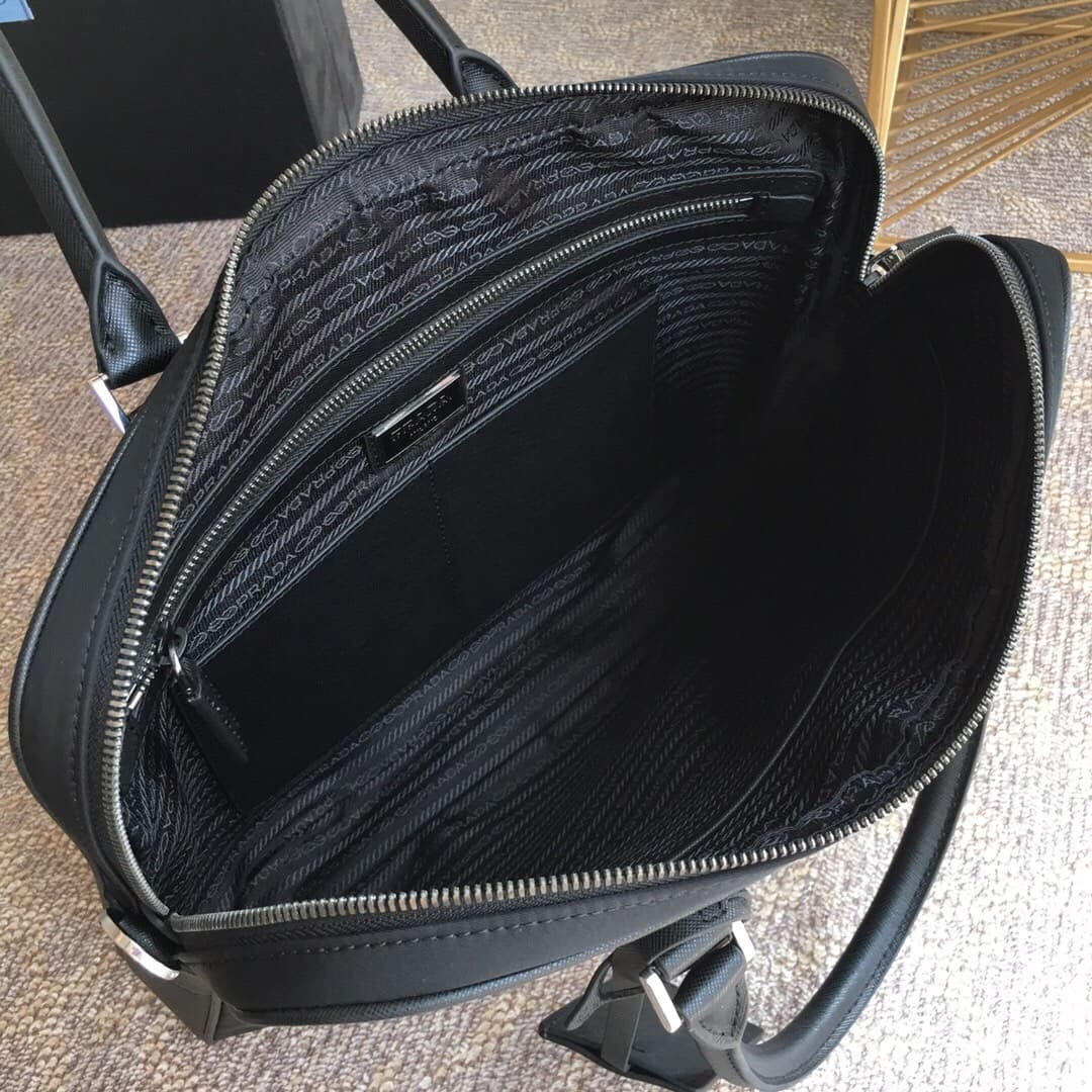 C6978 【PRADA】New model launched💗💗💗 High-quality original items 201. The latest nylon briefcase by Prada, 2VE871, uses factory-made parachute material. Features a new black real titanium zipper and cross-stitched leather trim imported from Italy. Soft text — image 8