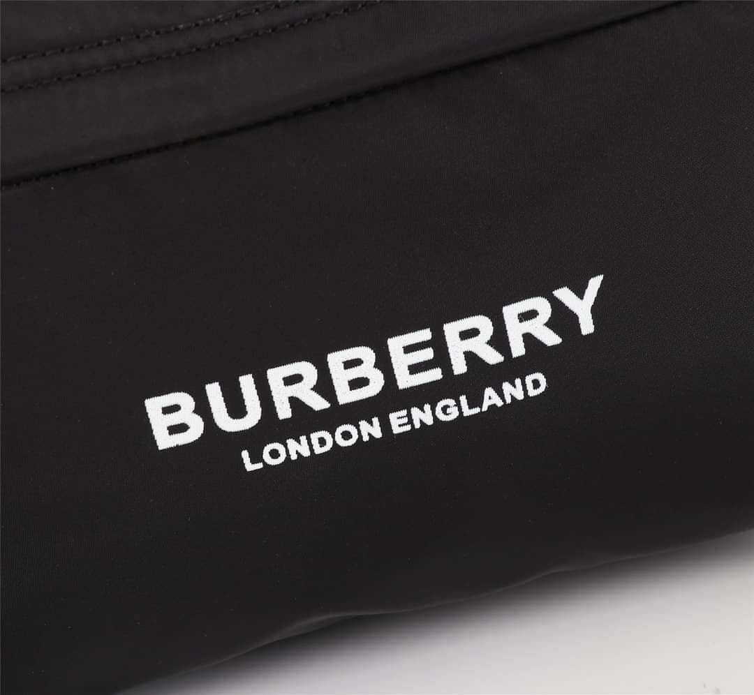 C10 Burberry New Vintage/retro Nylon Backpack with Updated Brand Logo, Smooth Leather Trim, and Burberry Letter Print Micro-Logo on Shoulders. Leather material at the bottom, double zipper closure, shiny metal details, and wash label are identical! Highes — image 7