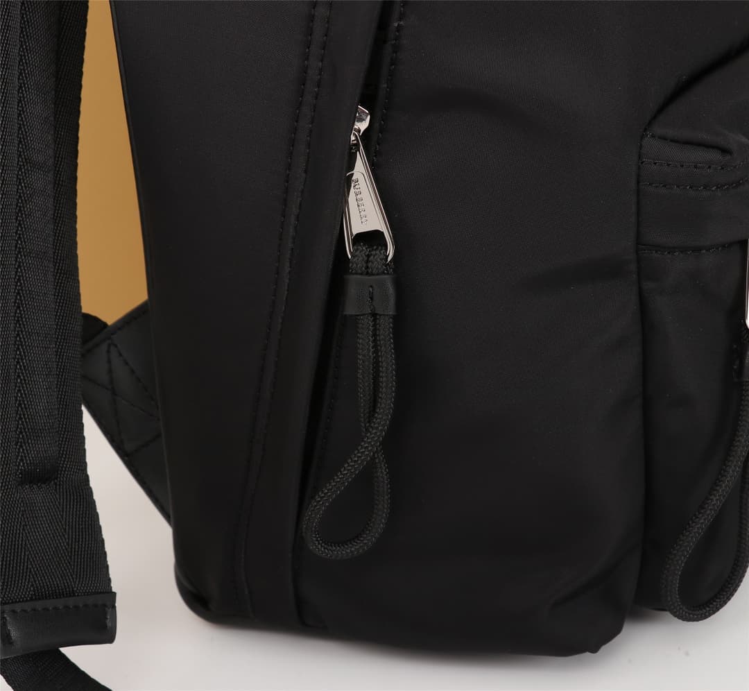 C10 Burberry New Vintage/retro Nylon Backpack with Updated Brand Logo, Smooth Leather Trim, and Burberry Letter Print Micro-Logo on Shoulders. Leather material at the bottom, double zipper closure, shiny metal details, and wash label are identical! Highes — image 4