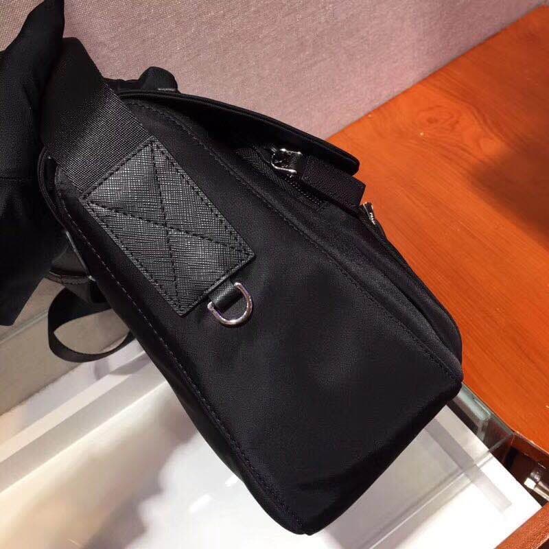 C6964 🆕🆕 Popular 1BD994 product – original style! 🤙🤙 Made with imported nylon material and Saffiano leather trim. Adjustable fabric straps, stainless steel accessories, triangular enamel logos on the sides. Zipper and buckle closure. Two outer pockets; on — image 6