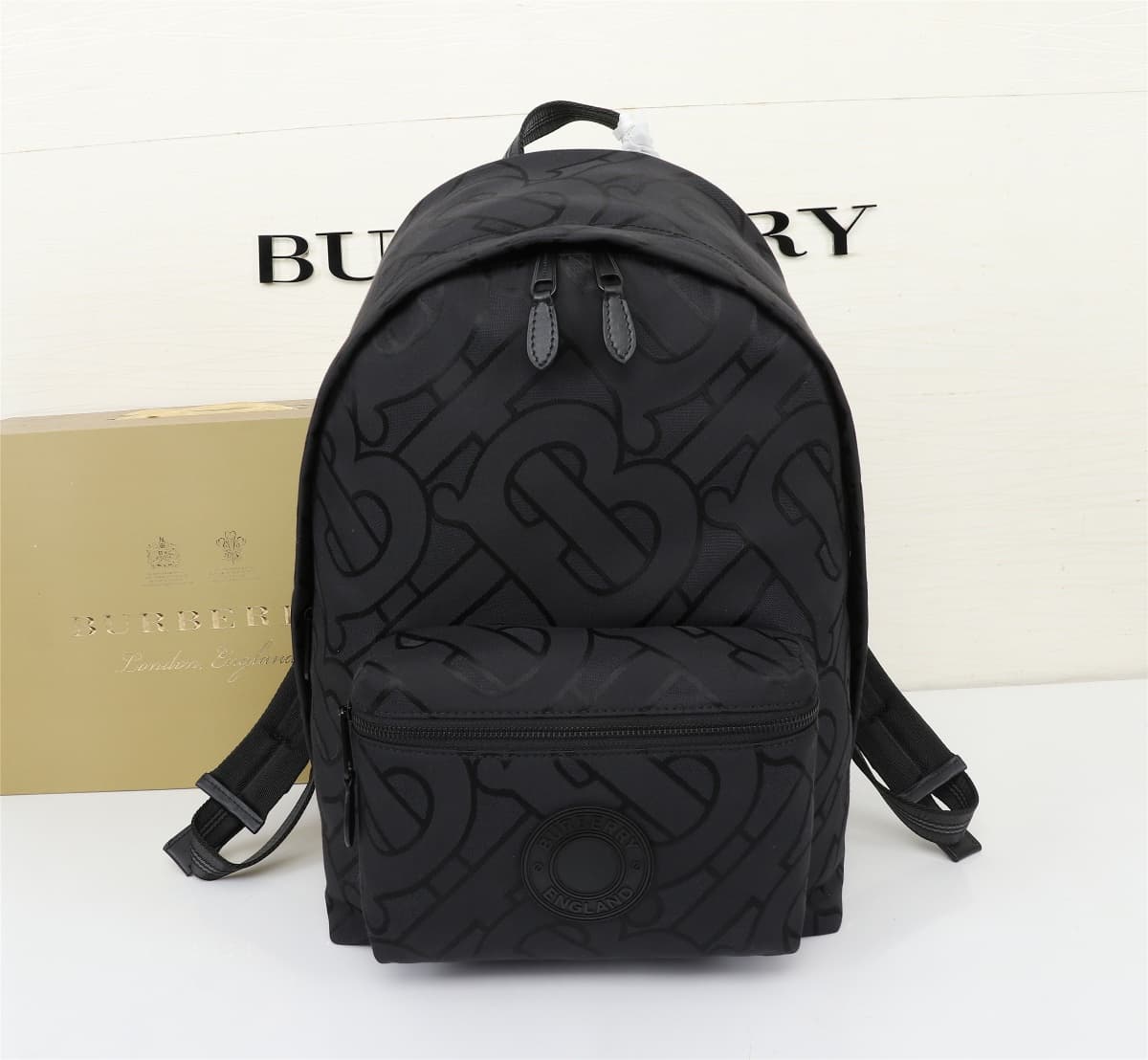 C11 🔥🔥 B brand 3985 shoulder bag, decorated with vintage retro pattern, featuring smooth leather trim, [Rose] shoulder straps adorned with Burber*y letter appliqué knitted logo. Dimensions: 30.5×14.5×42.5cm, 3986 — image 1