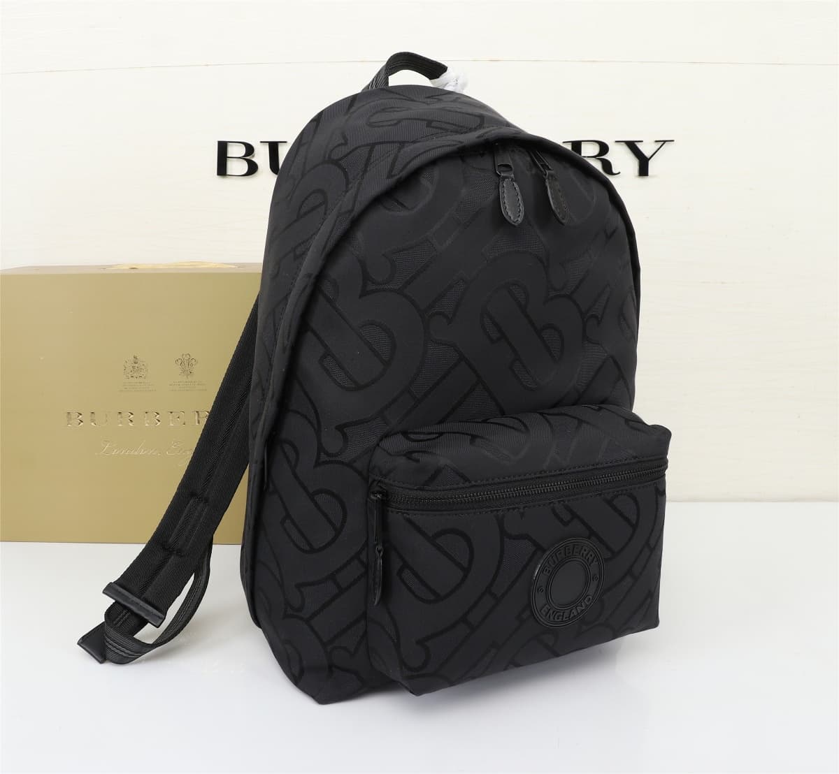 C11 🔥🔥 B brand 3985 shoulder bag, decorated with vintage retro pattern, featuring smooth leather trim, [Rose] shoulder straps adorned with Burber*y letter appliqué knitted logo. Dimensions: 30.5×14.5×42.5cm, 3986 — image 2