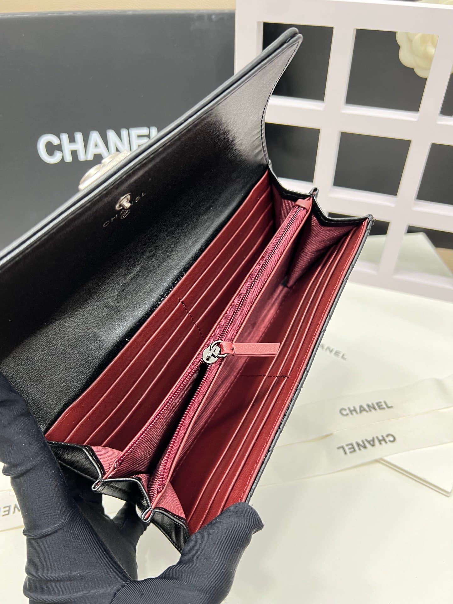 C370 Upgraded version 💋 Leboy collection: small granular ball-textured cowhide and sheepskin material, gold and silver buttons. Chanel 🆕 new colors. A zipper-pull long wallet.[得意][得意] High-quality original items: delicate locks, exquisite stitching. 8 zip — image 8