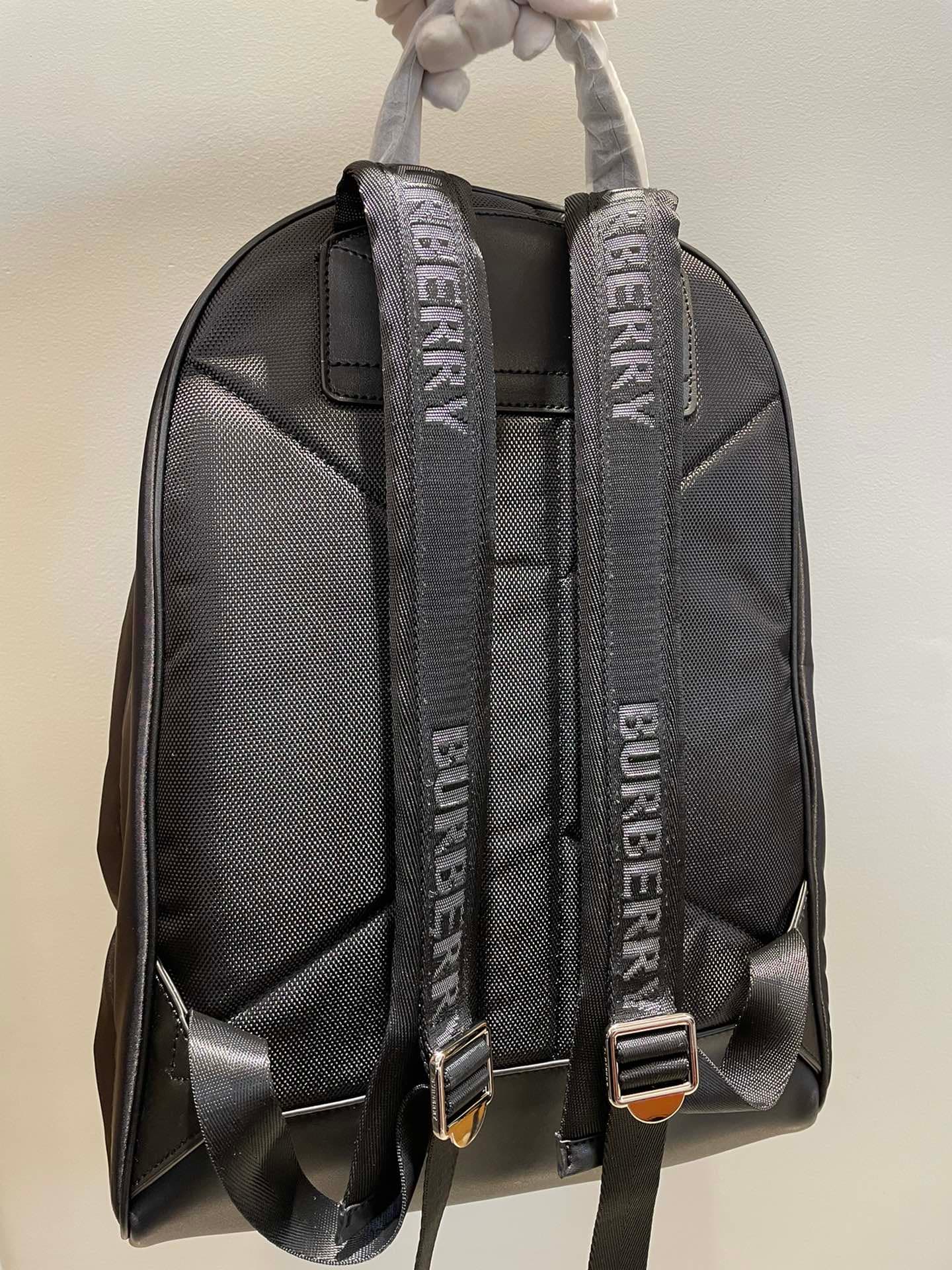 C9 Burberry New Vintage/retro Nylon Backpack with Upgraded Brand Logo, Smooth Leather Edging, and Burberry Letter Embroidered Micro-Logo on Shoulders. Knockdown Part Made of Calf Skin, Bi-directional Zipper, Shiny Metal Accents, Washing Label Consistent!  — image 7