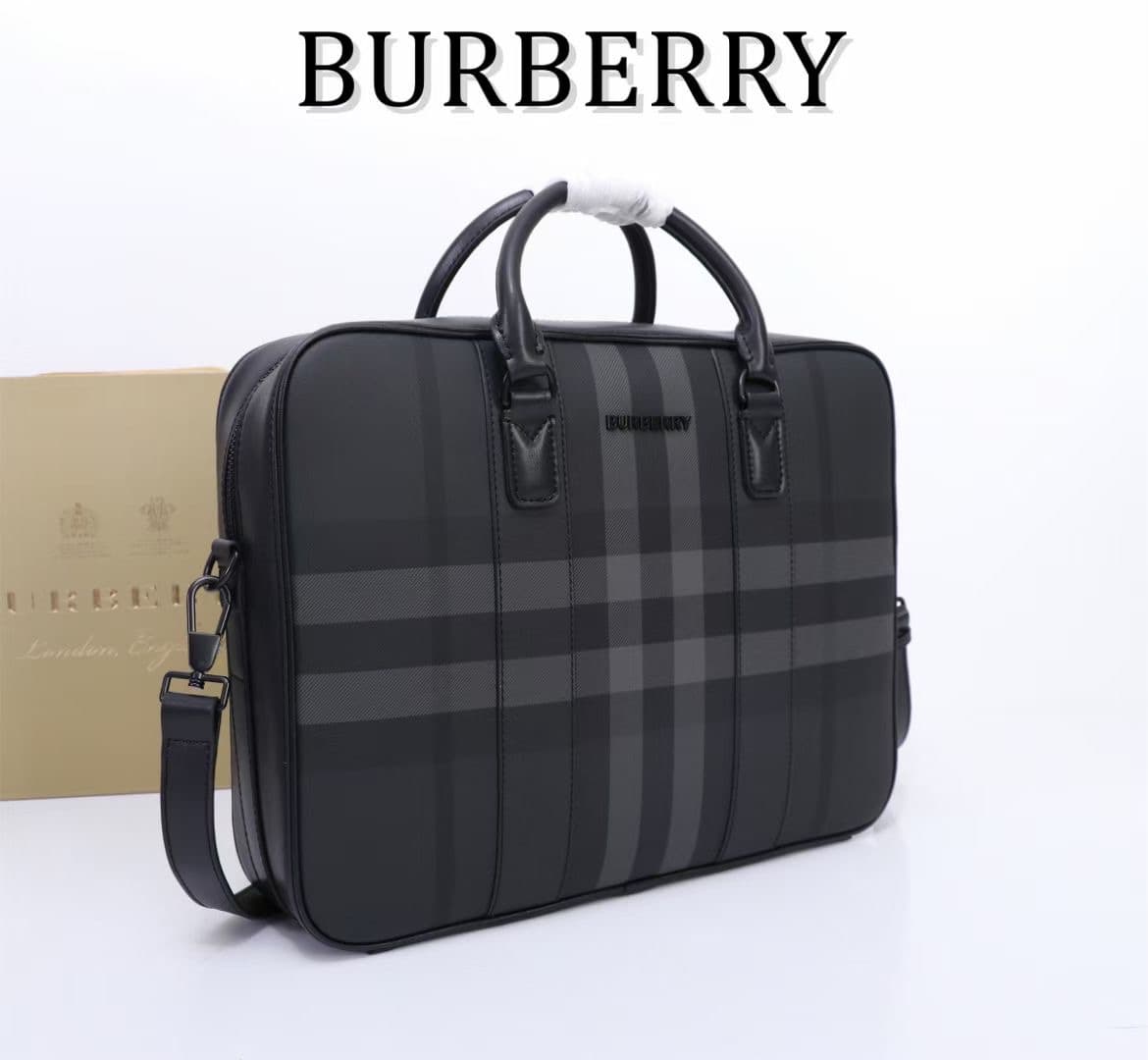 C8231 -B brand’s latest briefcase is crafted from checked and Italian tanned leather, with a branded logo design. It can be carried in a handheld format, or using detachable straps for shoulder carrying. At least 30% of the materials used in this product  — image 3