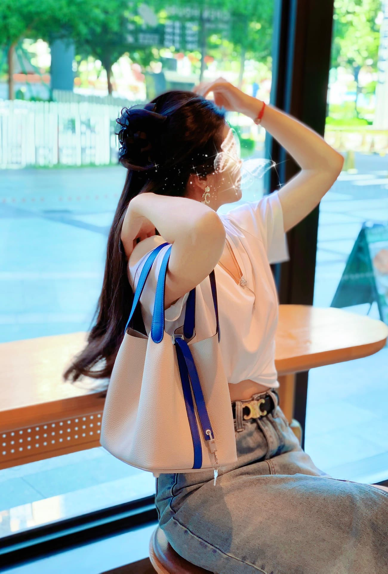 C4847 - 22Cm Upper body pearl gray/neon blue💙 — image 4
