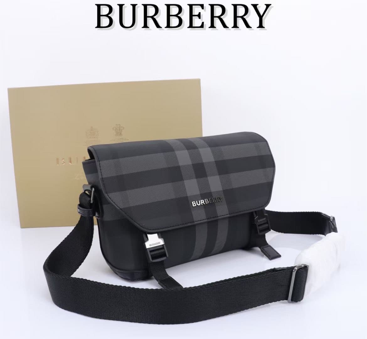 C141 The Balmain messenger bag features a structured design, with a brand’s charcoal-gray pattern. It is adorned with smooth leather details and a logo design. There are zipper pockets for storing small items. The adjustable shoulder strap contributes to  — image 3