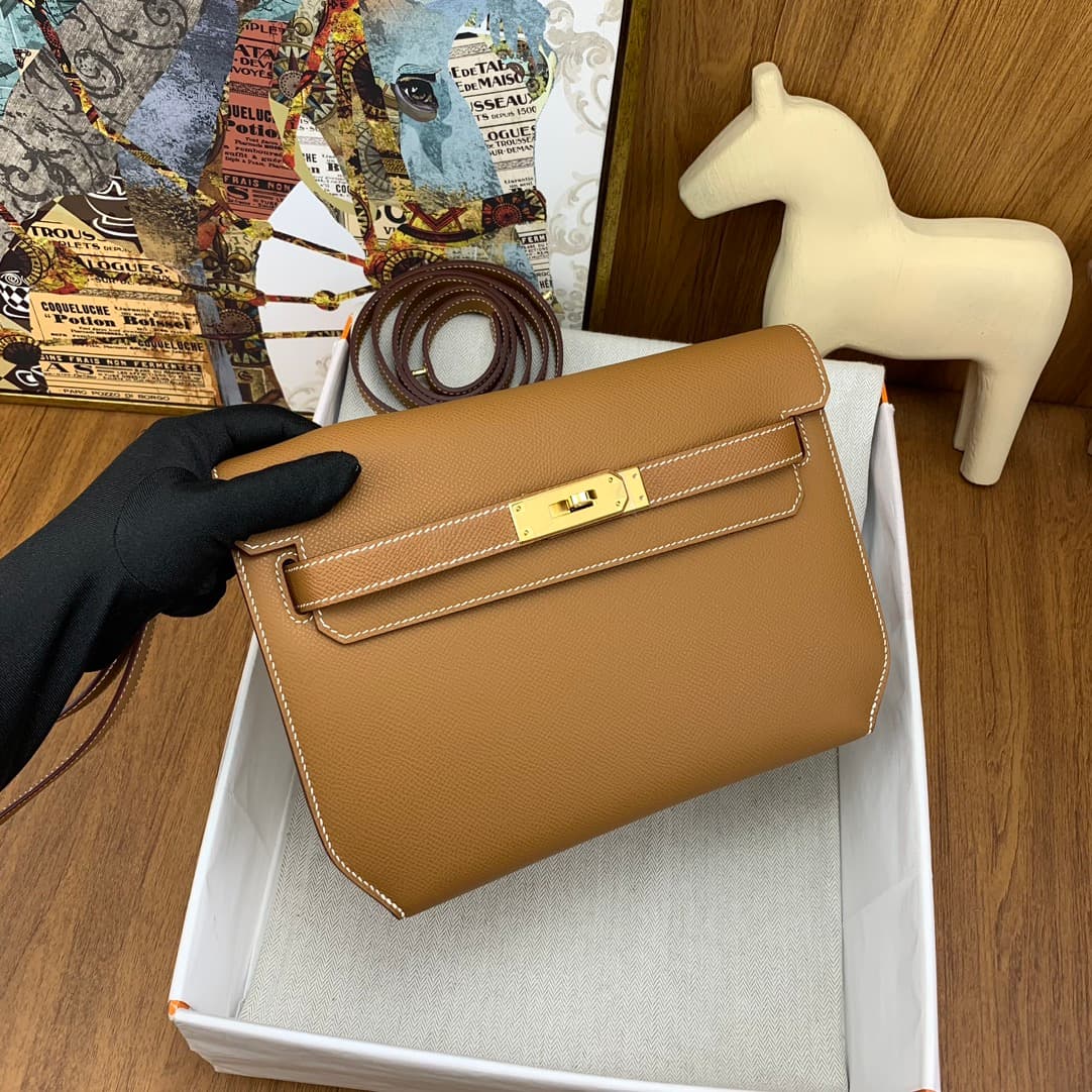 C4872 Kelly Depeches 25cm Epsom leather 37 golden brown, gold buckle — image 5