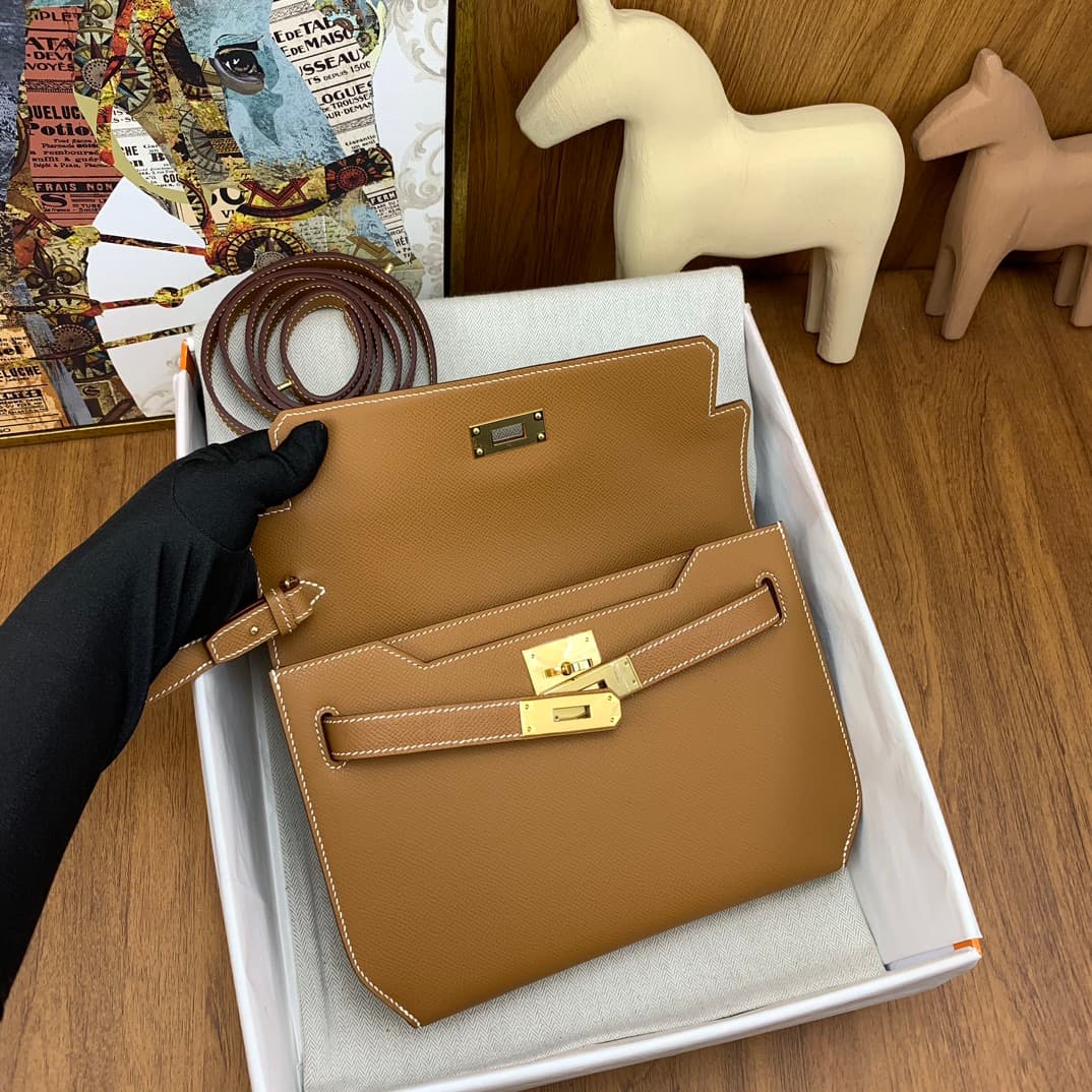 C4872 Kelly Depeches 25cm Epsom leather 37 golden brown, gold buckle — image 6