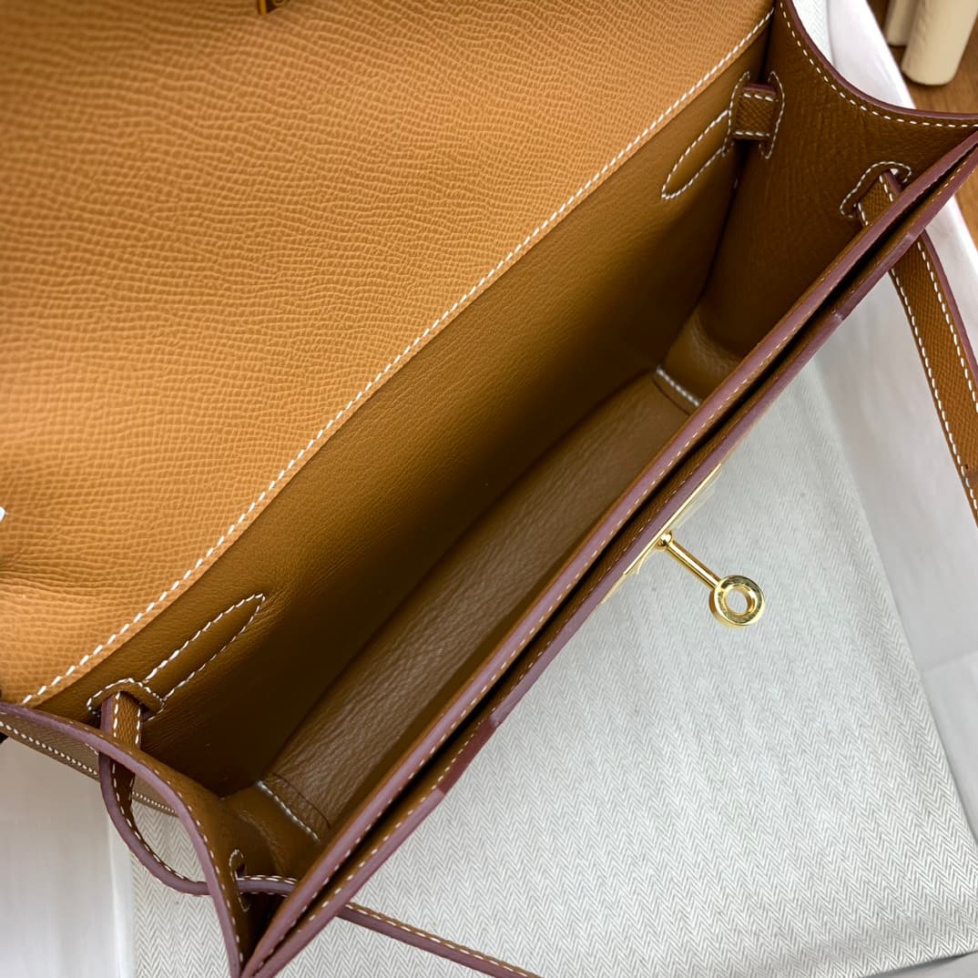 C4872 Kelly Depeches 25cm Epsom leather 37 golden brown, gold buckle — image 8