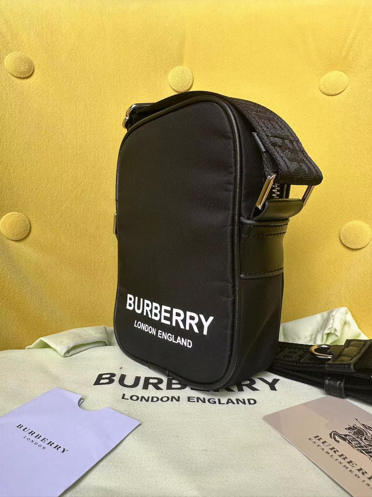 C145 Burberry’s stylish bags feature Burberry tartan patterns and the brand logo. They are equipped with adjustable leather shoulder straps. The bio-based materials used are derived from renewable natural resources such as plants and castor oil. Available — image 2