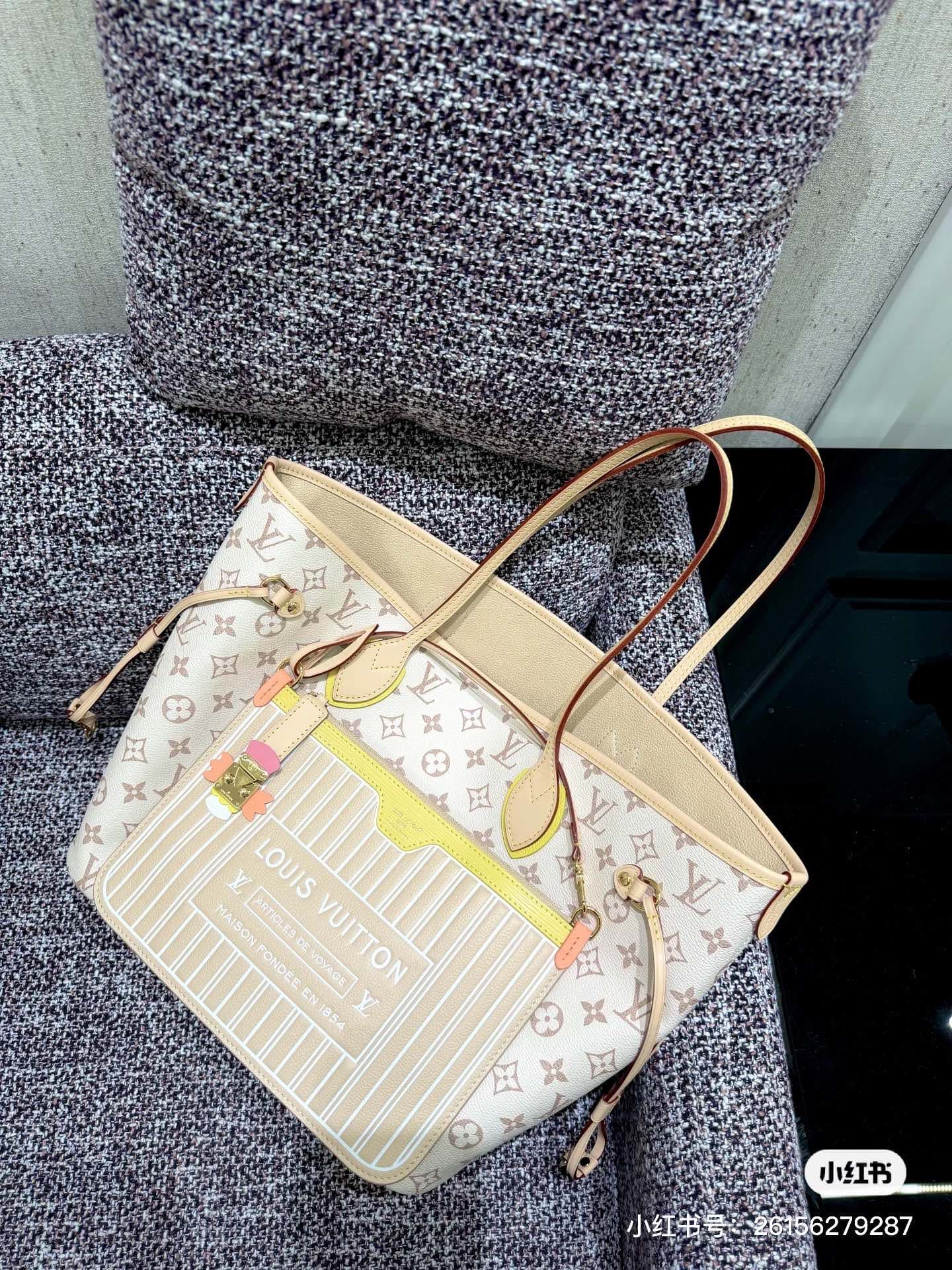 C5027 [Top-tier Enhanced Version] All-steel hardware, 163C01 variable code chip, genuine product development, authentic leather material. Model: M2A095. Shopping bag. The LVCrafty series reinterprets the NeverfullMM handbag in the iconic dune color of Mon — image 2