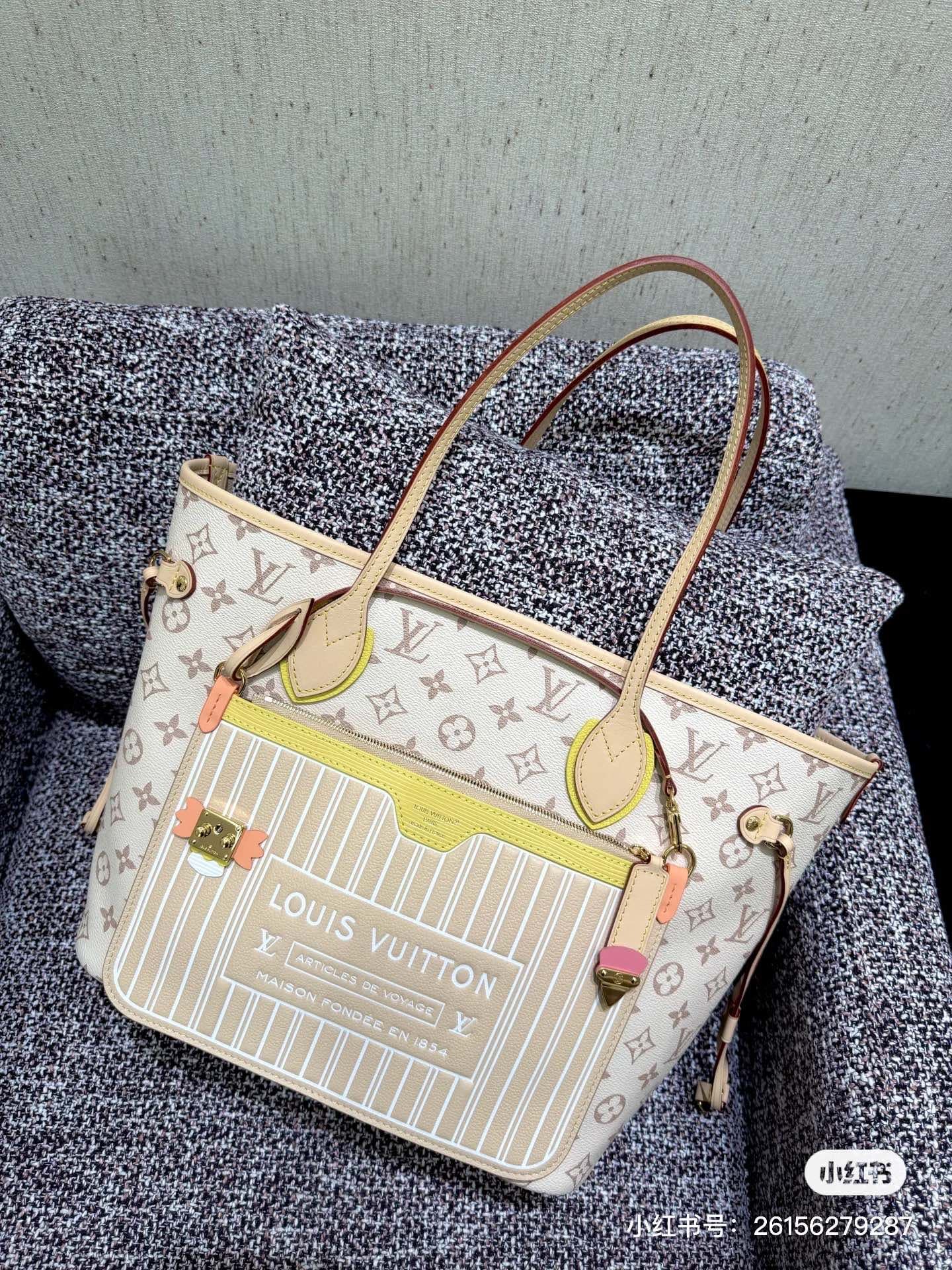 C5027 [Top-tier Enhanced Version] All-steel hardware, 163C01 variable code chip, genuine product development, authentic leather material. Model: M2A095. Shopping bag. The LVCrafty series reinterprets the NeverfullMM handbag in the iconic dune color of Mon — image 5