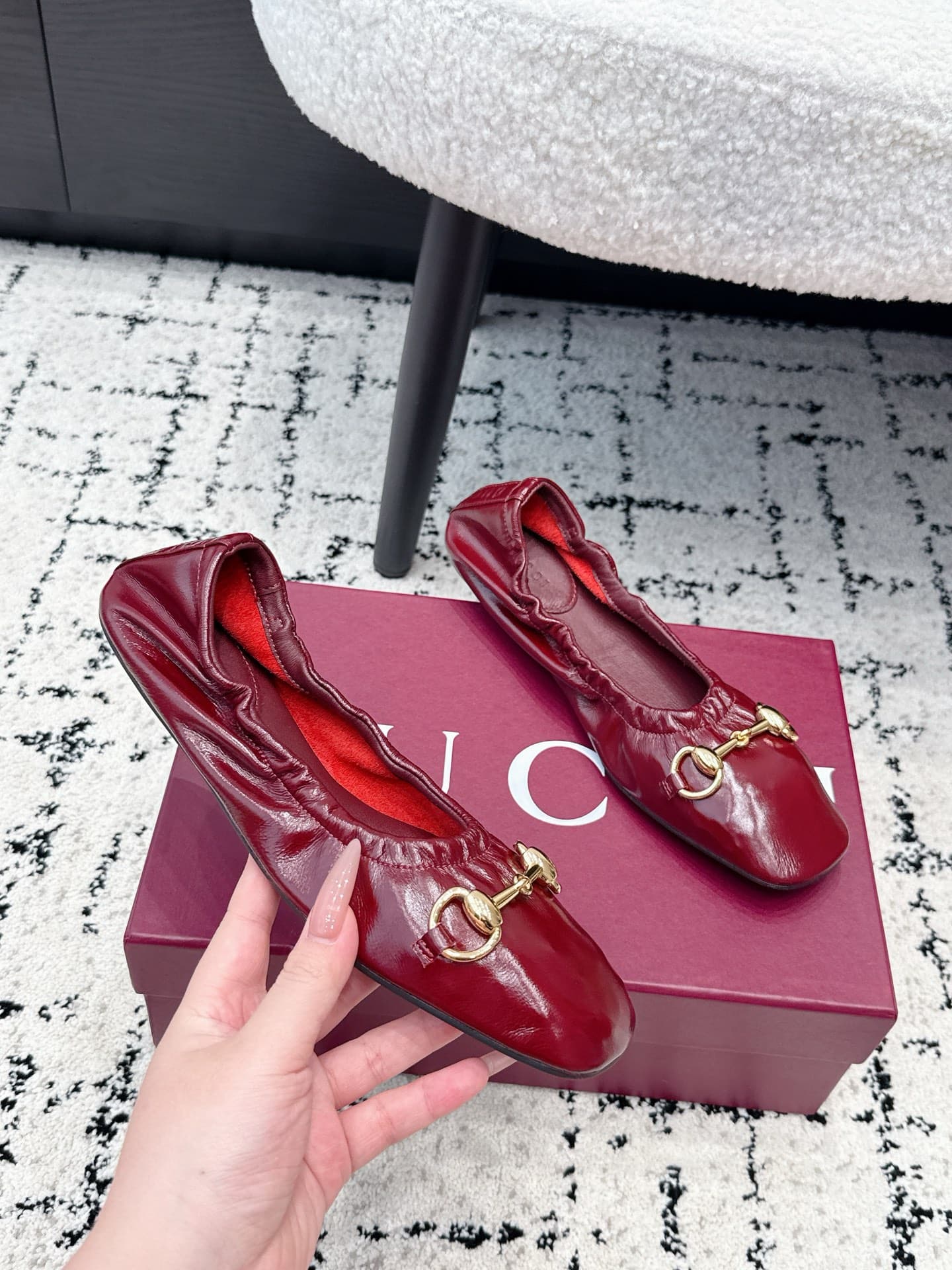 D7131 Gucci 26/ Prima Series Ballet Shoes: Classic Metal Buckle, Elastic Band, Flat Dance Shoes, Single-Shaped Boots — image 5