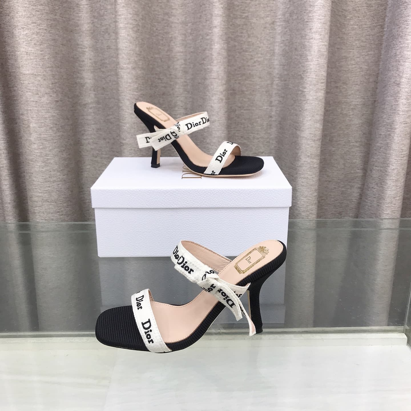 D6007 J’ADIOR Dior Dior 2026 – New early spring collection with high-end design. High heels with bow details, CD logo embroidery, pointed toe, multi-colored slippers. The most premium version on the market. — image 6