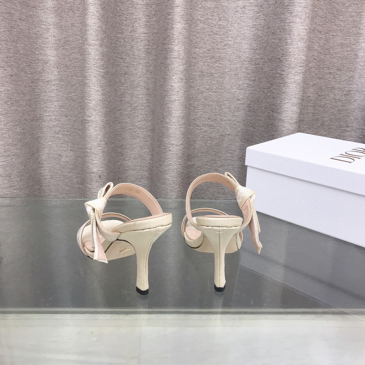 D6014 26ss Spring/Summer new model Dior J’Adior belted high heels sandals CD letter embroidery, bow, lace, and fringe high heels sandals — image 8