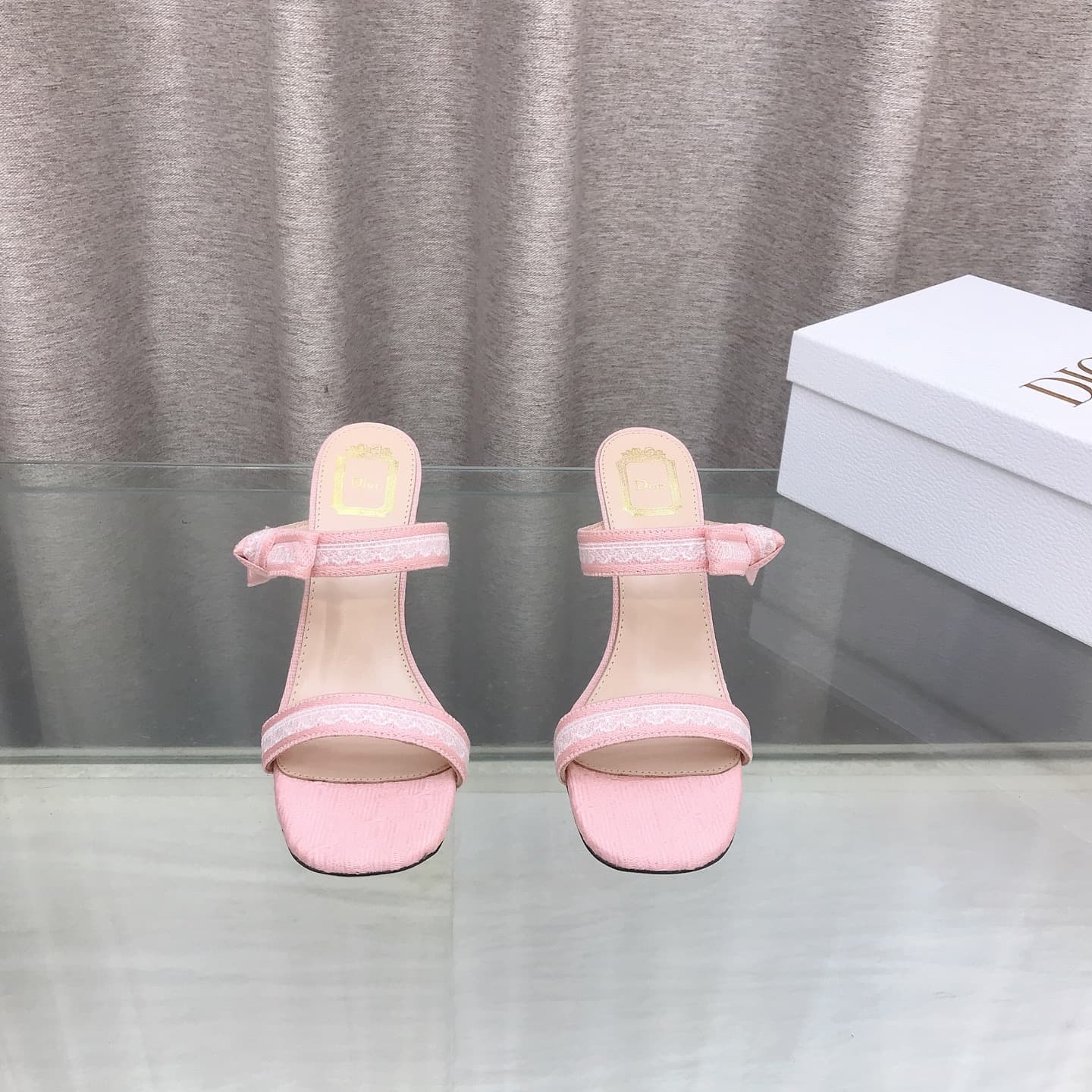 D6012 26ss Spring/Summer new model Dior J’Adior belted high heels sandals CD letter embroidery, bow, lace, and fringe high heels sandals — image 3