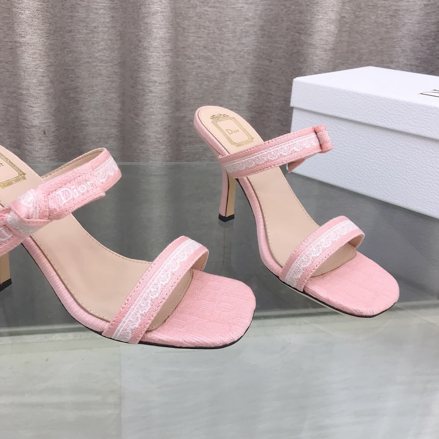 D6012 26ss Spring/Summer new model Dior J’Adior belted high heels sandals CD letter embroidery, bow, lace, and fringe high heels sandals — image 5