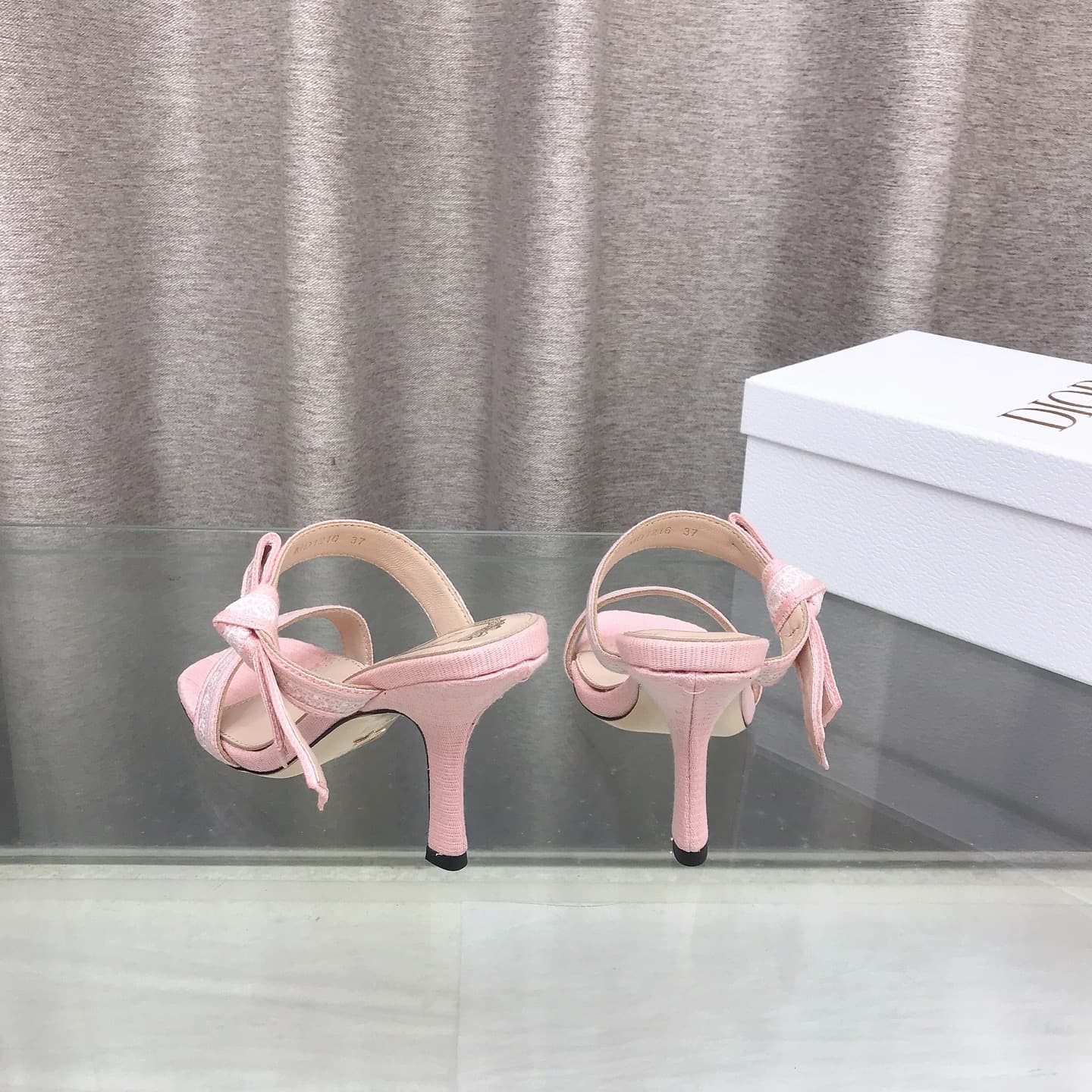 D6012 26ss Spring/Summer new model Dior J’Adior belted high heels sandals CD letter embroidery, bow, lace, and fringe high heels sandals — image 8