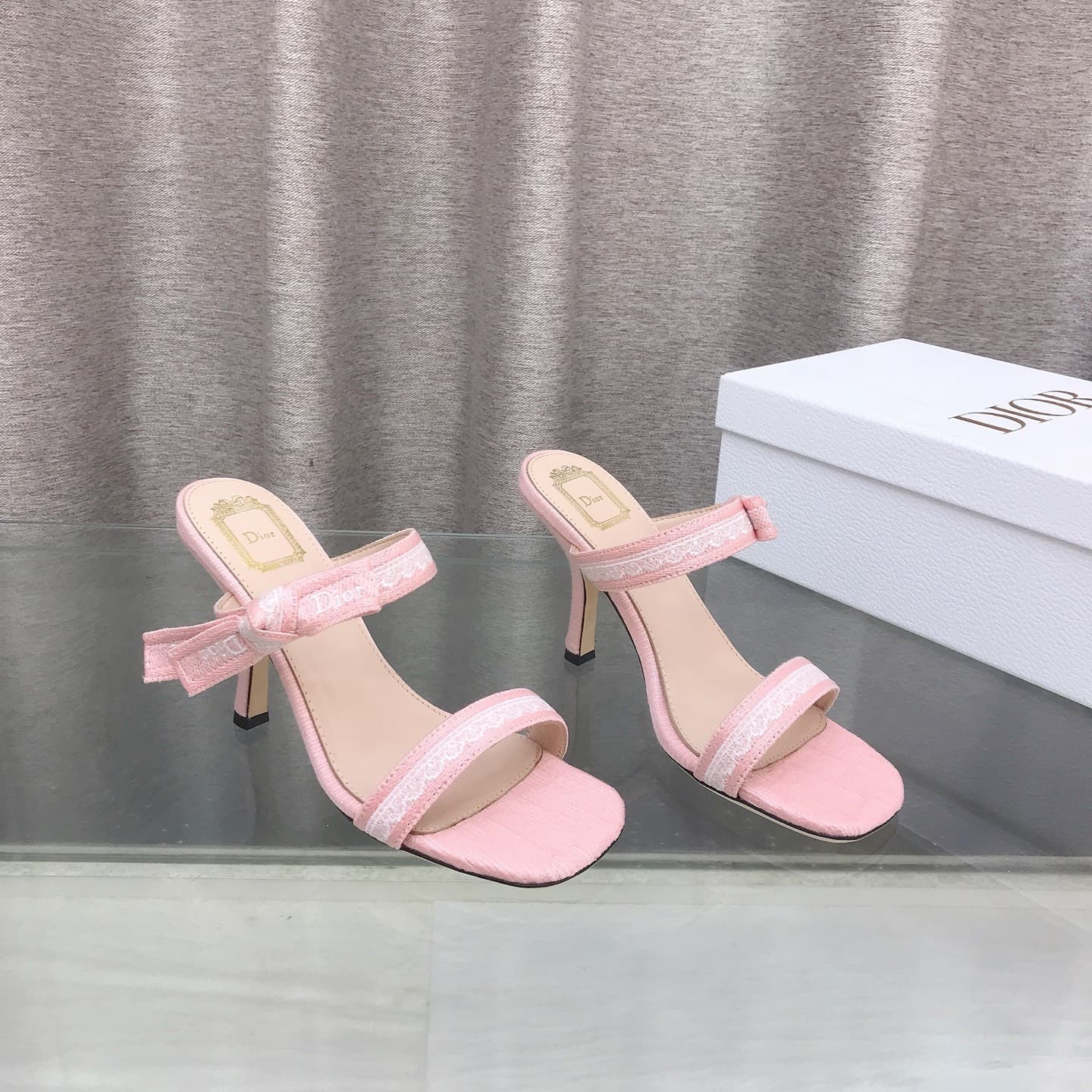 D6012 26ss Spring/Summer new model Dior J’Adior belted high heels sandals CD letter embroidery, bow, lace, and fringe high heels sandals — image 2
