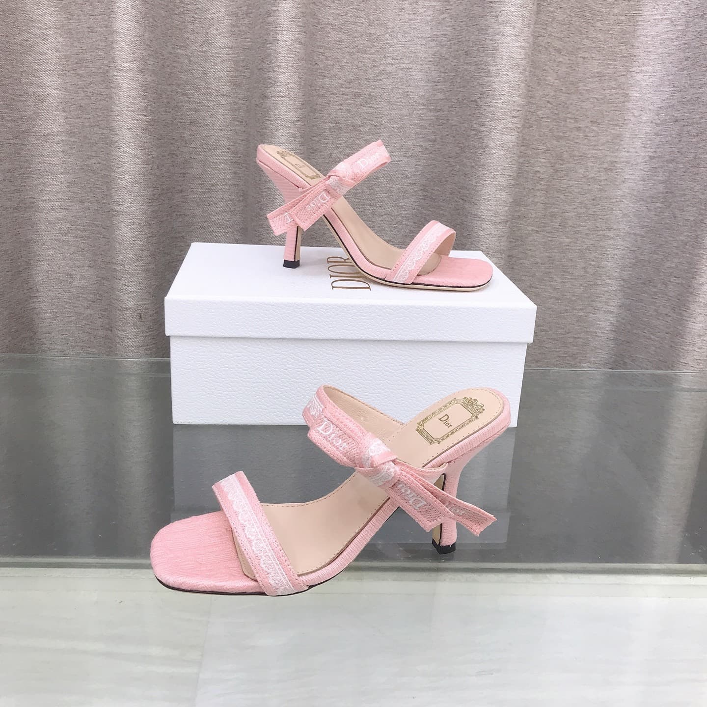 D6012 26ss Spring/Summer new model Dior J’Adior belted high heels sandals CD letter embroidery, bow, lace, and fringe high heels sandals — image 6
