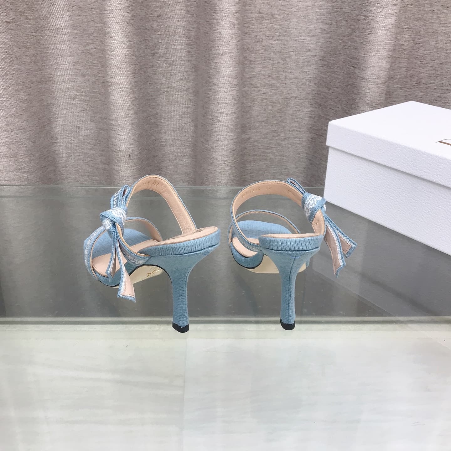 D6010 26ss Spring/Summer new model Dior J’Adior belted high heels sandals CD letter embroidery, bow details, lace trim, high heels sandals — image 8