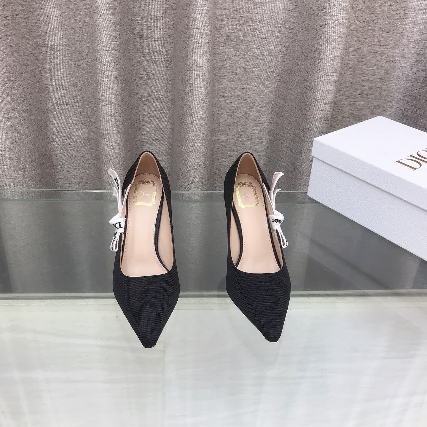 D6002 J’ADIOR Dior Dior 2026 Early Spring New Model Ribbon and bowed high heels for women. A popular model with a CD logo, flat foot shape, perforated color pattern. The most premium version on the market. — image 3