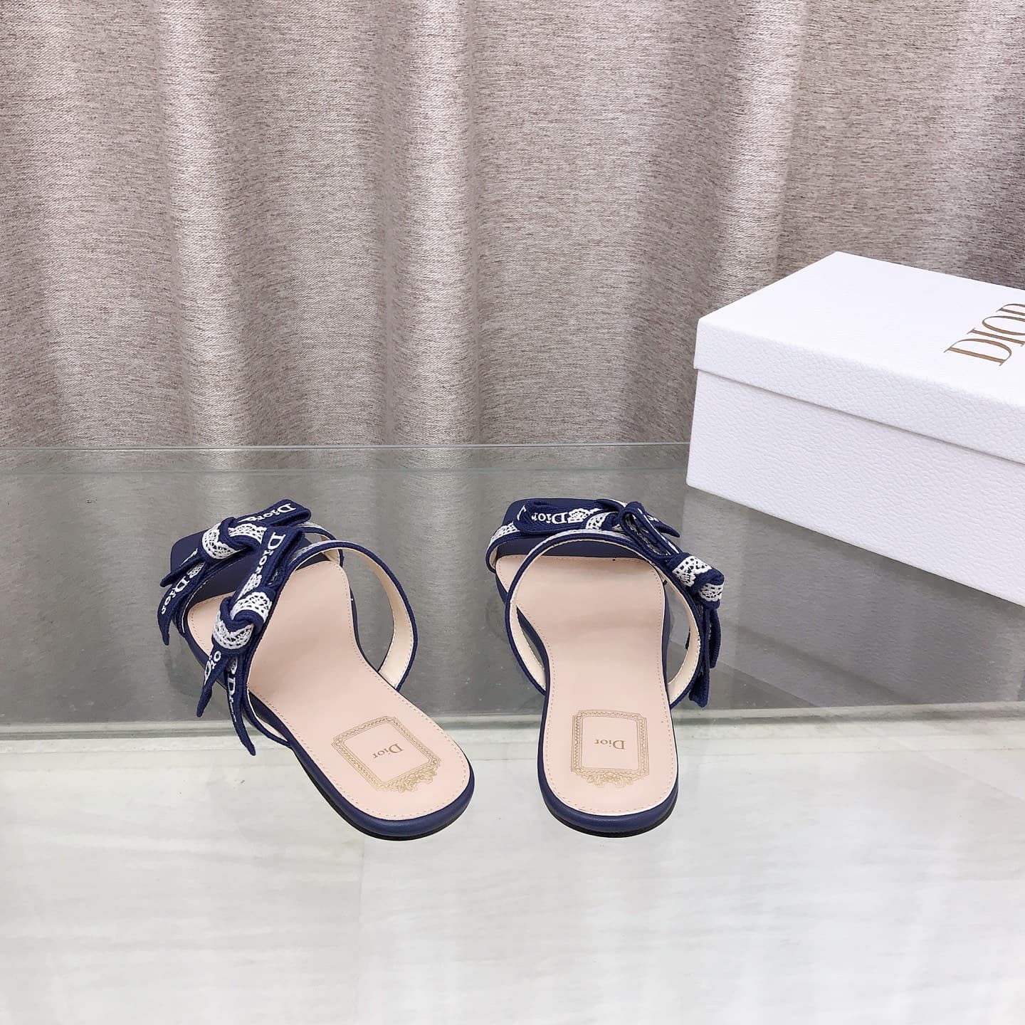 D5996 26ss Spring/Summer new model Dior J’Adior belted sandals – Classic CD letter embroidery, bow ties, lace trim, two-band sandals — image 8