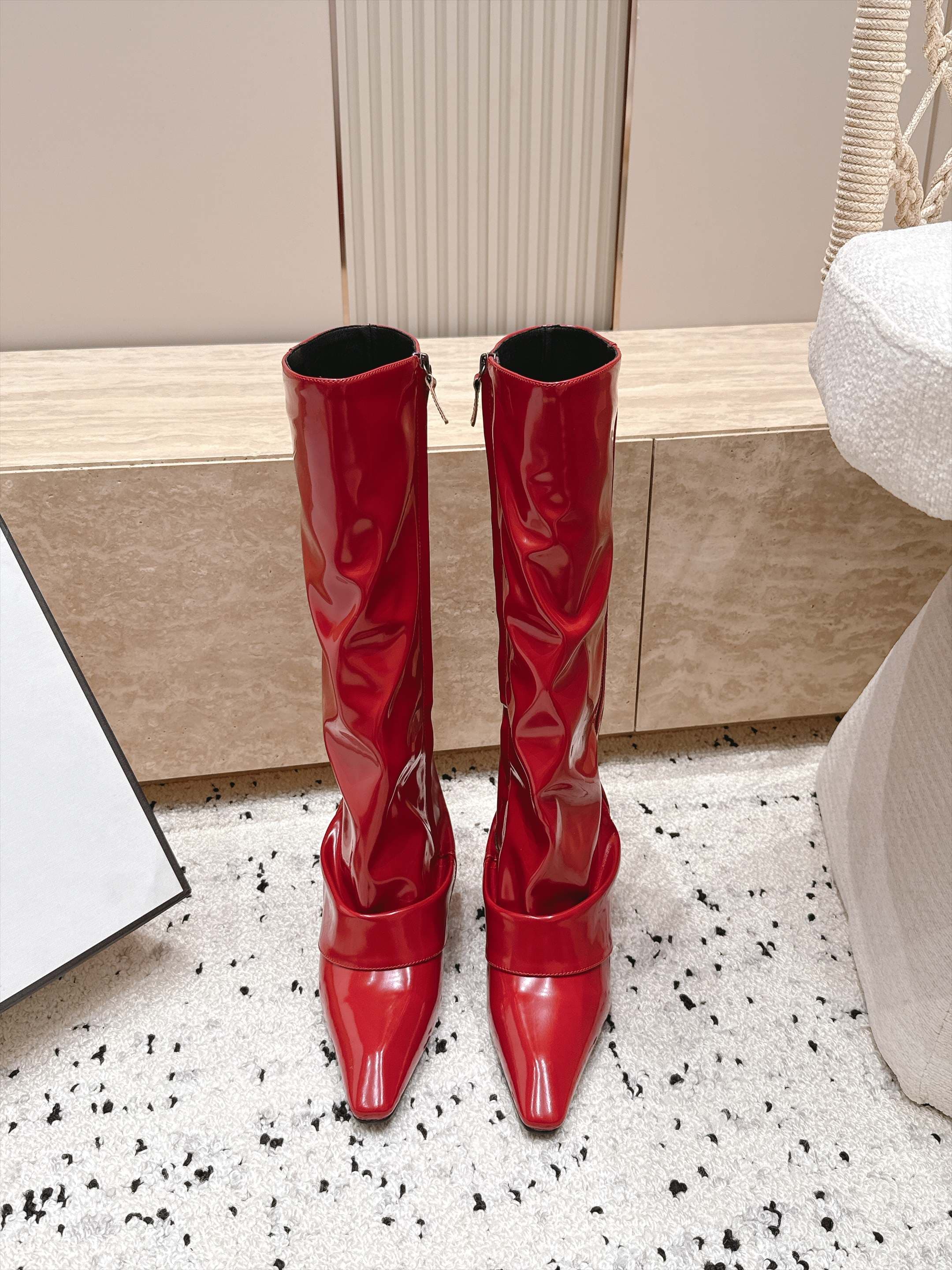 D8686 1couhe Niche trendy brand 26/vs Autumn new collection of popular boots… Square-toe, thick-heeled trouser boots — image 2