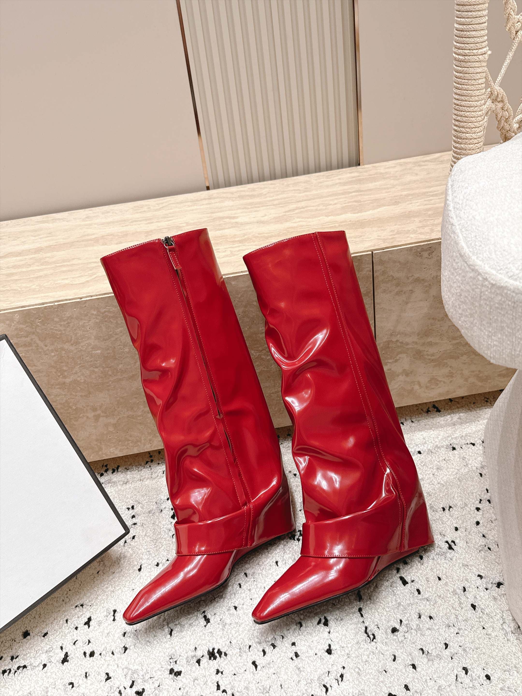 D8686 1couhe Niche trendy brand 26/vs Autumn new collection of popular boots… Square-toe, thick-heeled trouser boots — image 3