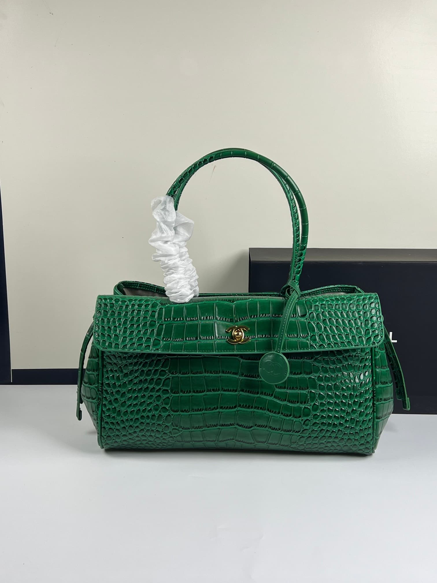 C1859 Chanel26 style jambon包头 layer crocodile skin new model, extra large size cf Maxi Flap — image 1