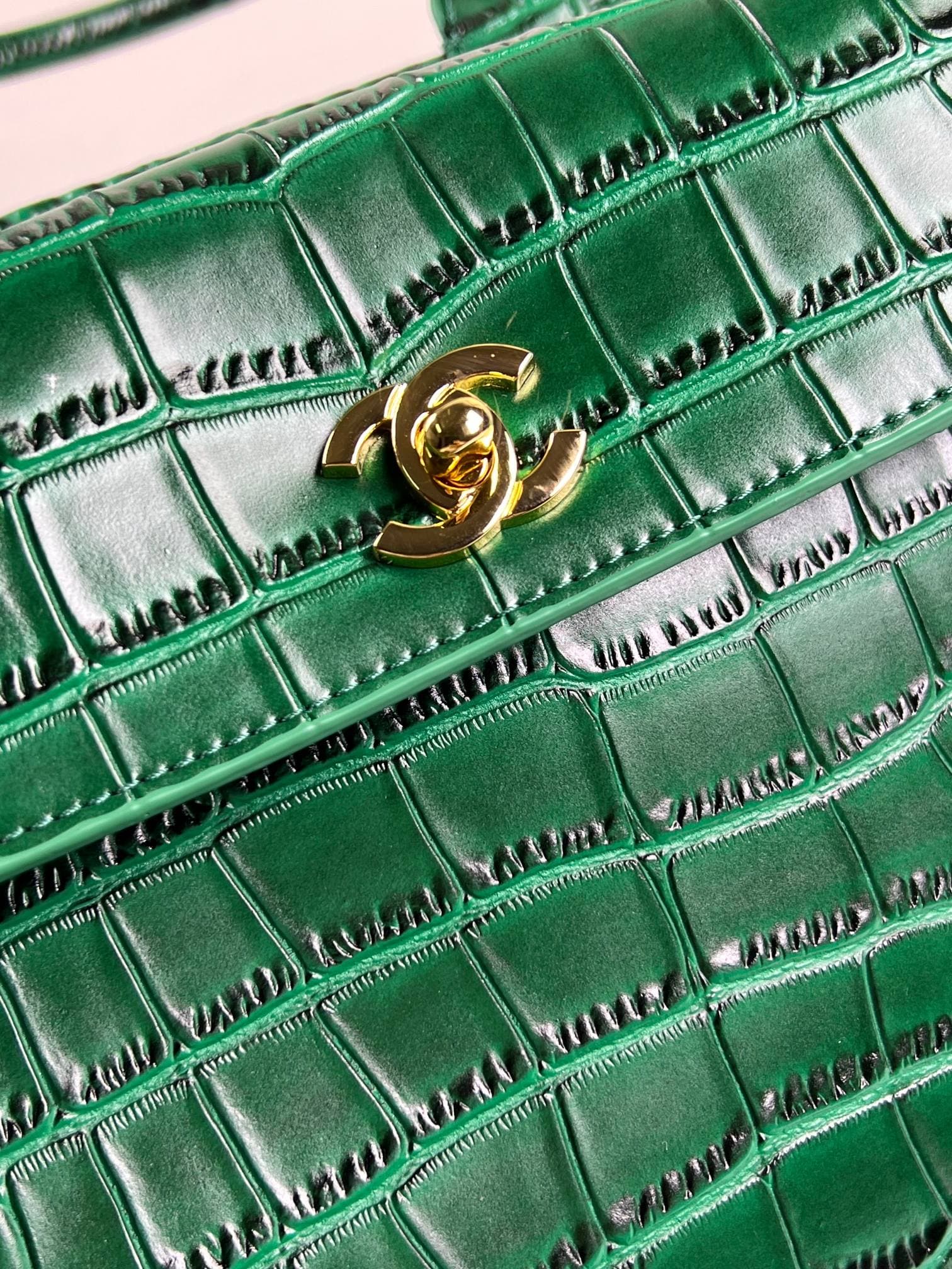 C1859 Chanel26 style jambon包头 layer crocodile skin new model, extra large size cf Maxi Flap — image 5