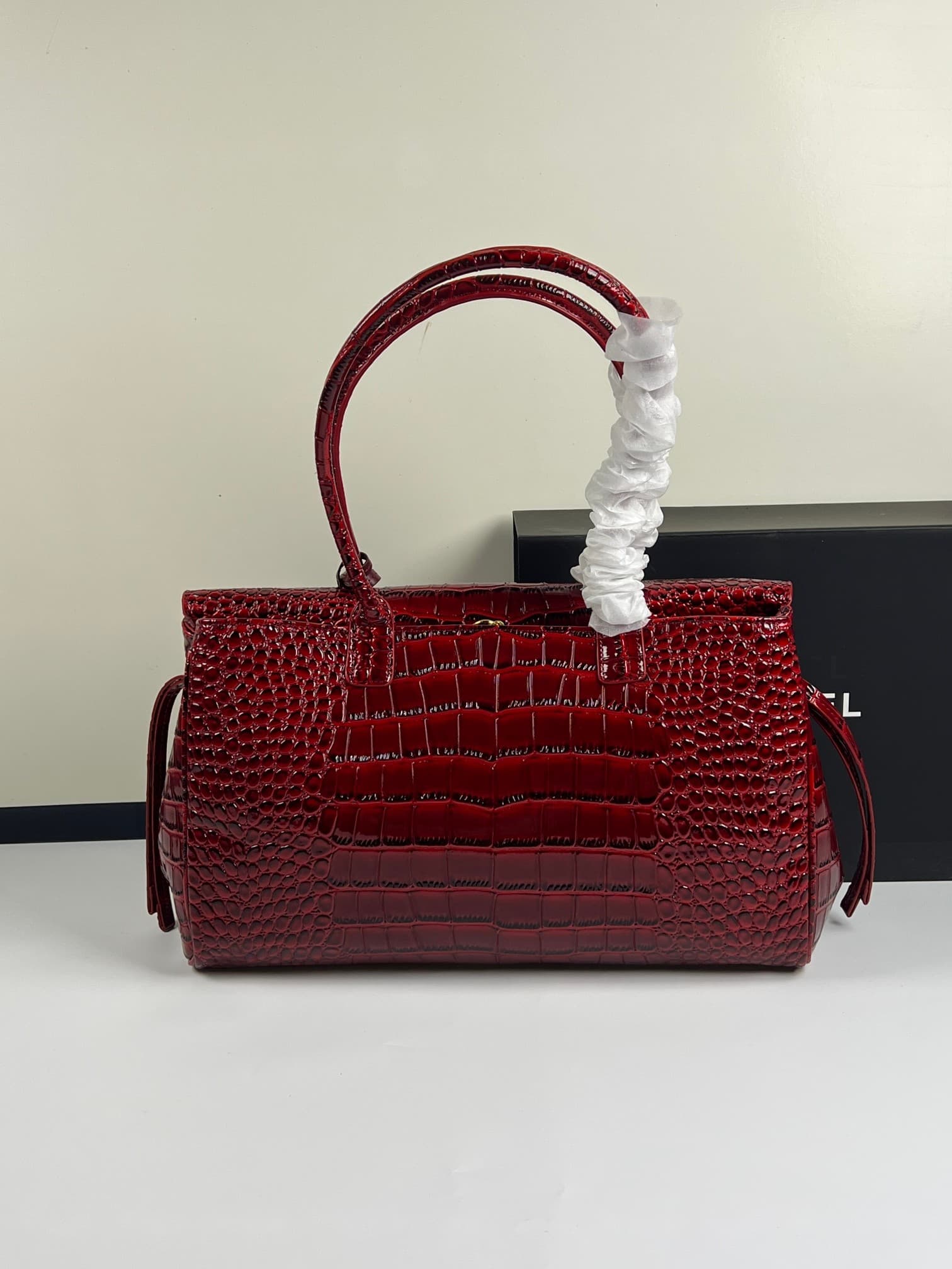 C1858 Chanel26 French-style leather layer with crocodile skin, new model, extra-large size: cf Maxi Flap — image 3
