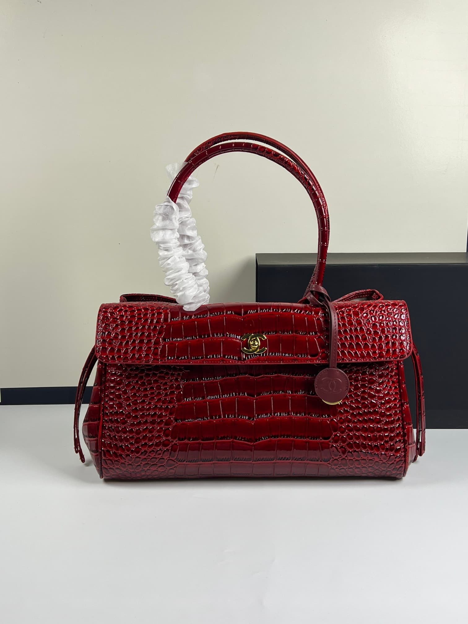 C1858 Chanel26 French-style leather layer with crocodile skin, new model, extra-large size: cf Maxi Flap — image 1