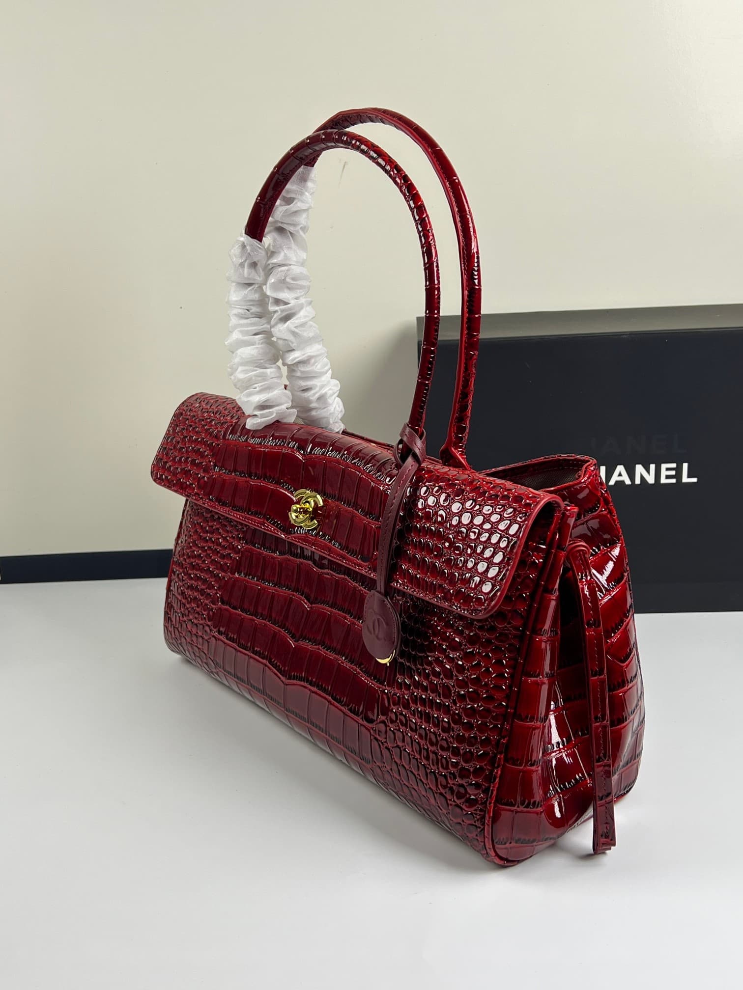 C1858 Chanel26 French-style leather layer with crocodile skin, new model, extra-large size: cf Maxi Flap — image 2