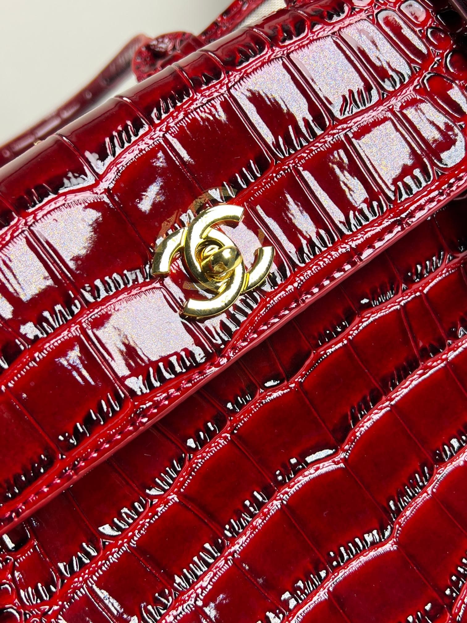 C1858 Chanel26 French-style leather layer with crocodile skin, new model, extra-large size: cf Maxi Flap — image 5