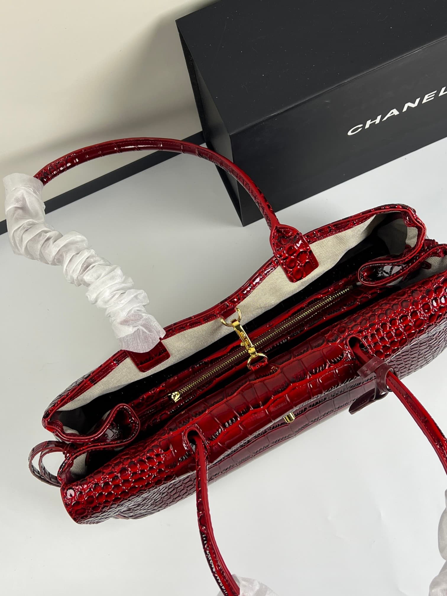C1858 Chanel26 French-style leather layer with crocodile skin, new model, extra-large size: cf Maxi Flap — image 8