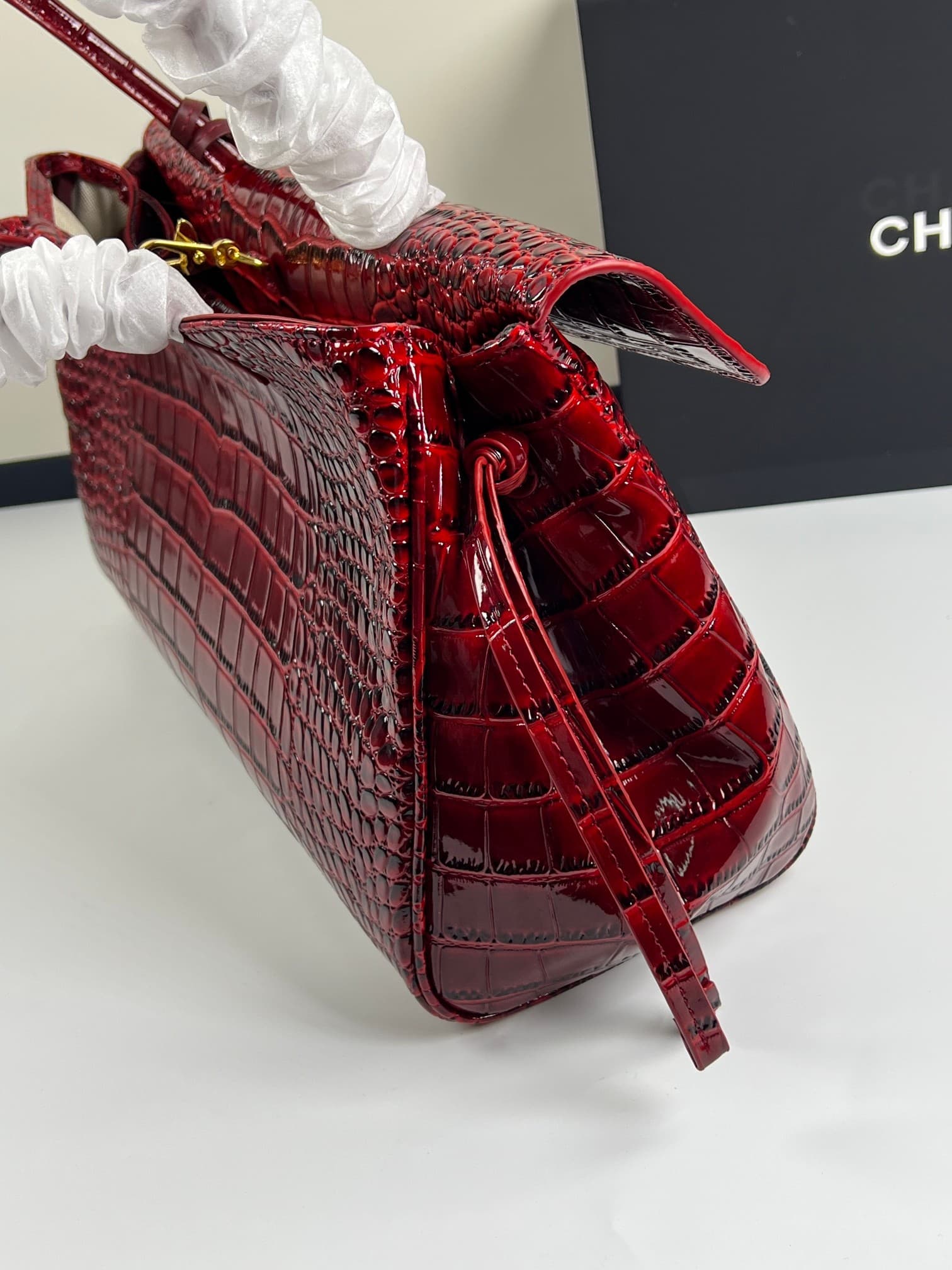 C1858 Chanel26 French-style leather layer with crocodile skin, new model, extra-large size: cf Maxi Flap — image 6