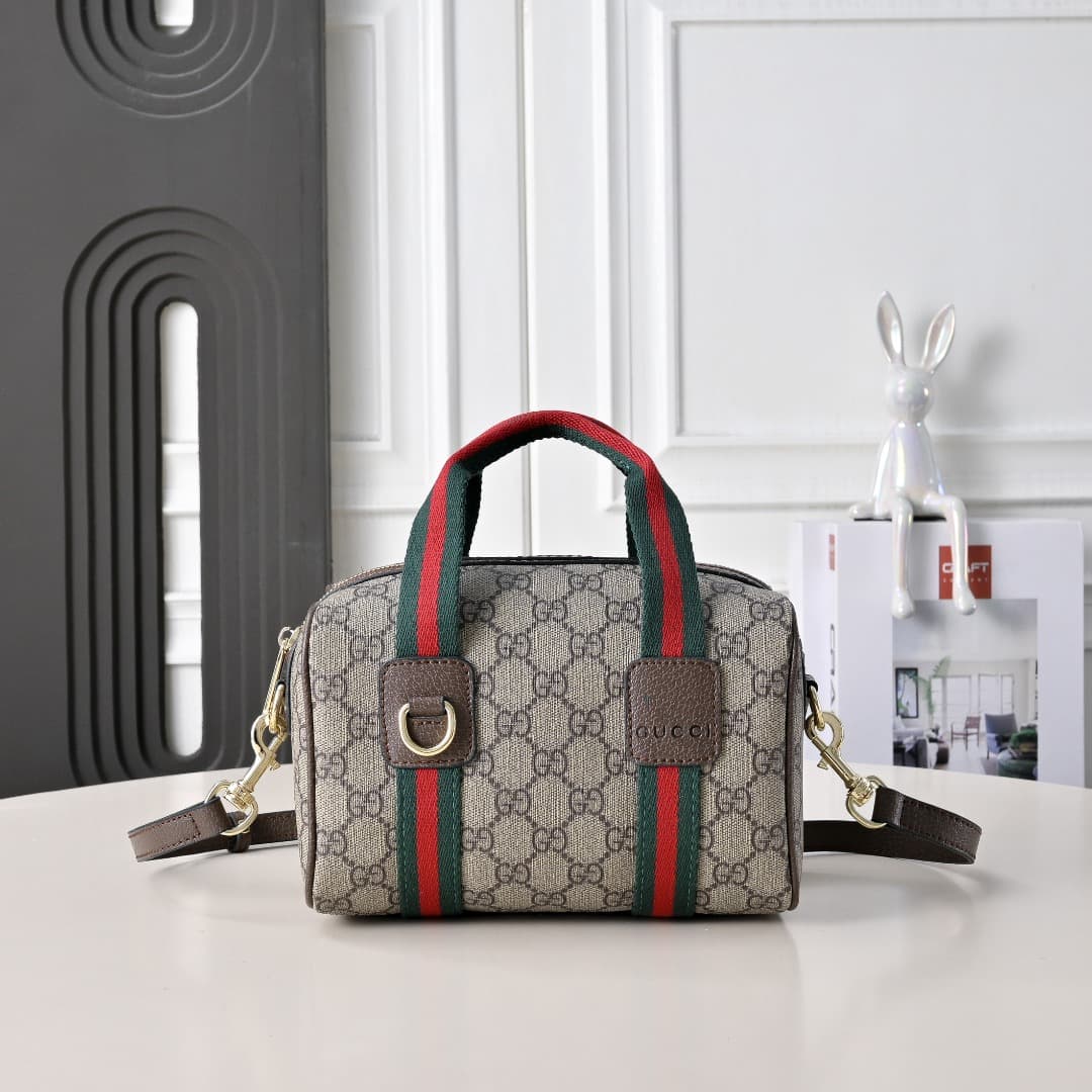 C3891 [Factory Direct Sale] Upgraded version. Inspired by Gucci’s iconic travel bag design, the brand has introduced the Mini GG handbag. This handbag is made from soft GG monogram canvas, and features Web straps for the handle as well as a detachable sho — image 1