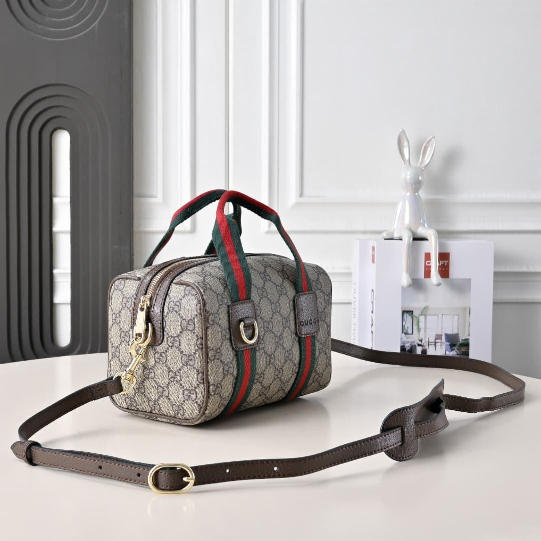 C3891 [Factory Direct Sale] Upgraded version. Inspired by Gucci’s iconic travel bag design, the brand has introduced the Mini GG handbag. This handbag is made from soft GG monogram canvas, and features Web straps for the handle as well as a detachable sho — image 3