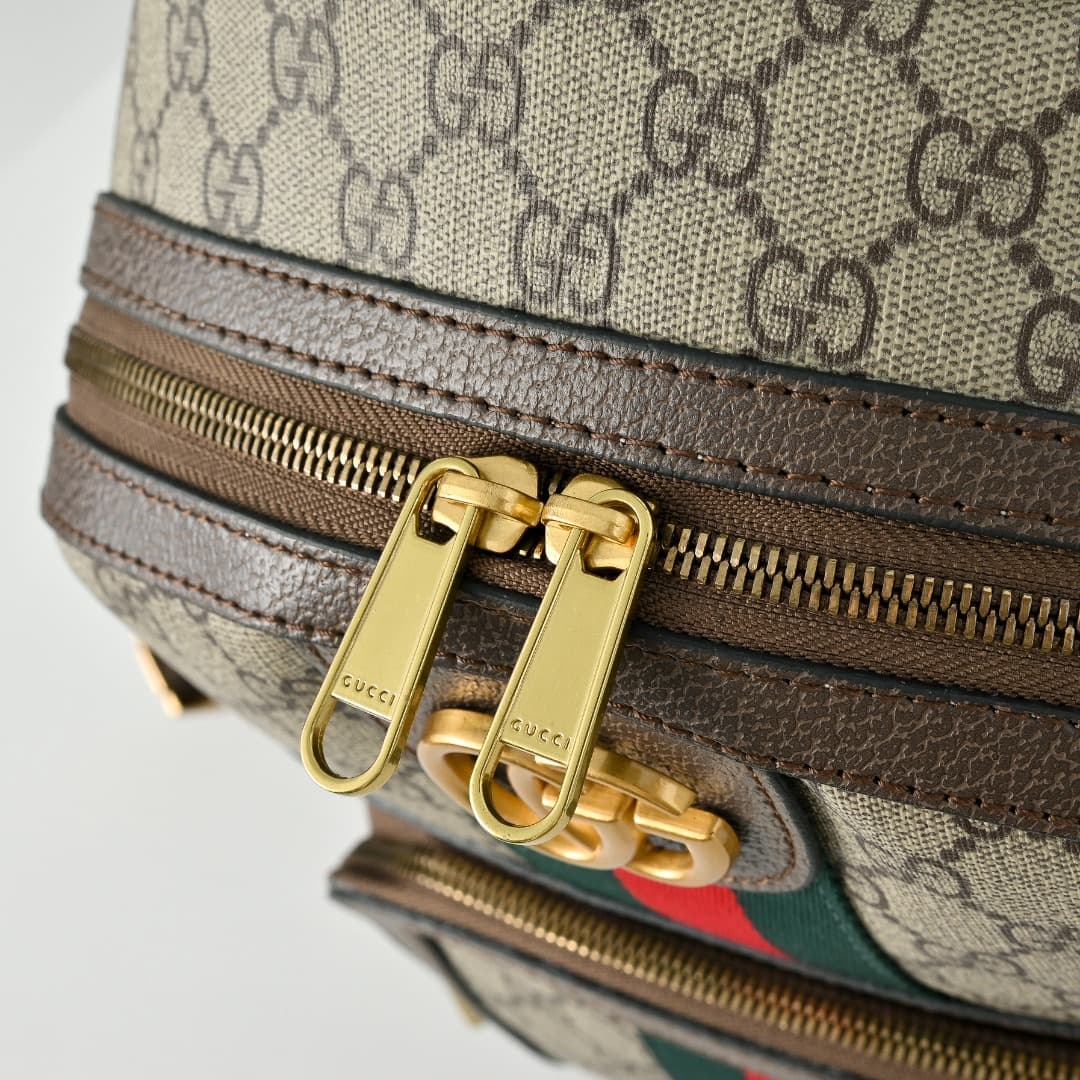 C3887 [Exclusive Background] Real-life photos of the product; an upgraded version of the original design 🔥 The Ophidia family – a shoulder bag made of classic GG fabric, with leather accents, red and blue straps. The broad, bronze-colored GG pattern on th — image 6