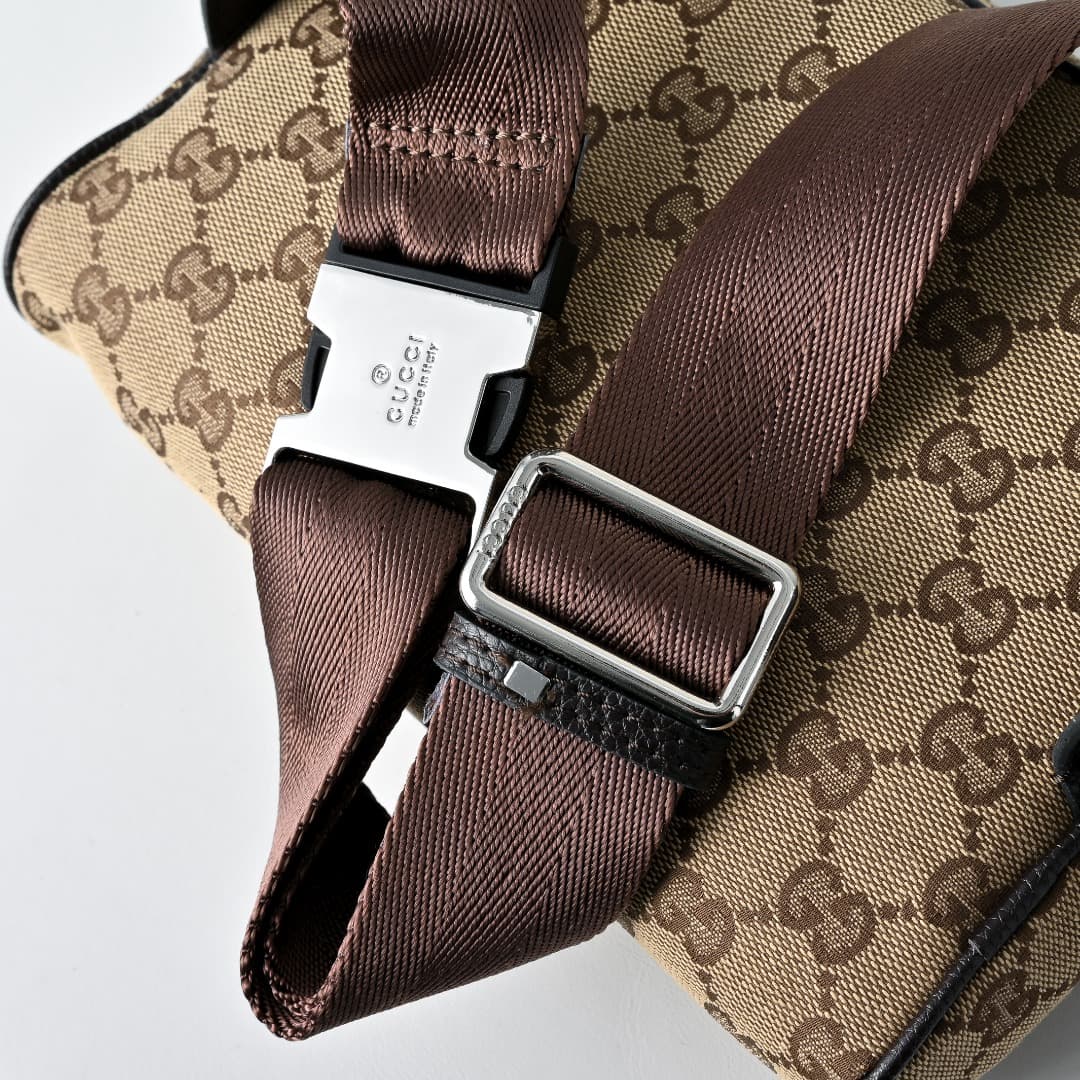 C3905 [Exclusive Background] Real-life photos, the original version upgraded – Gucci canvas and leather dual-G print zipper bag — image 7