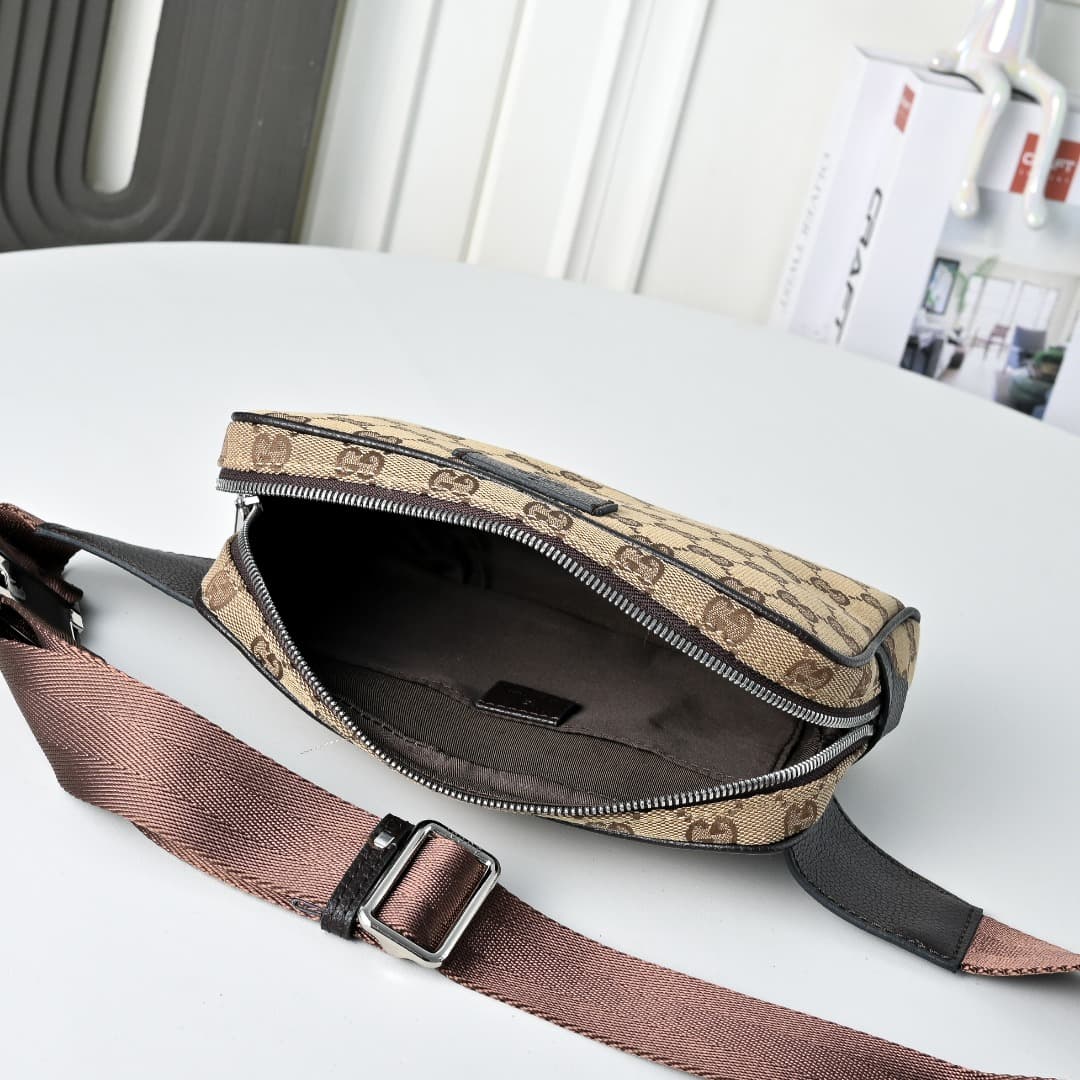 C3905 [Exclusive Background] Real-life photos, the original version upgraded – Gucci canvas and leather dual-G print zipper bag — image 8