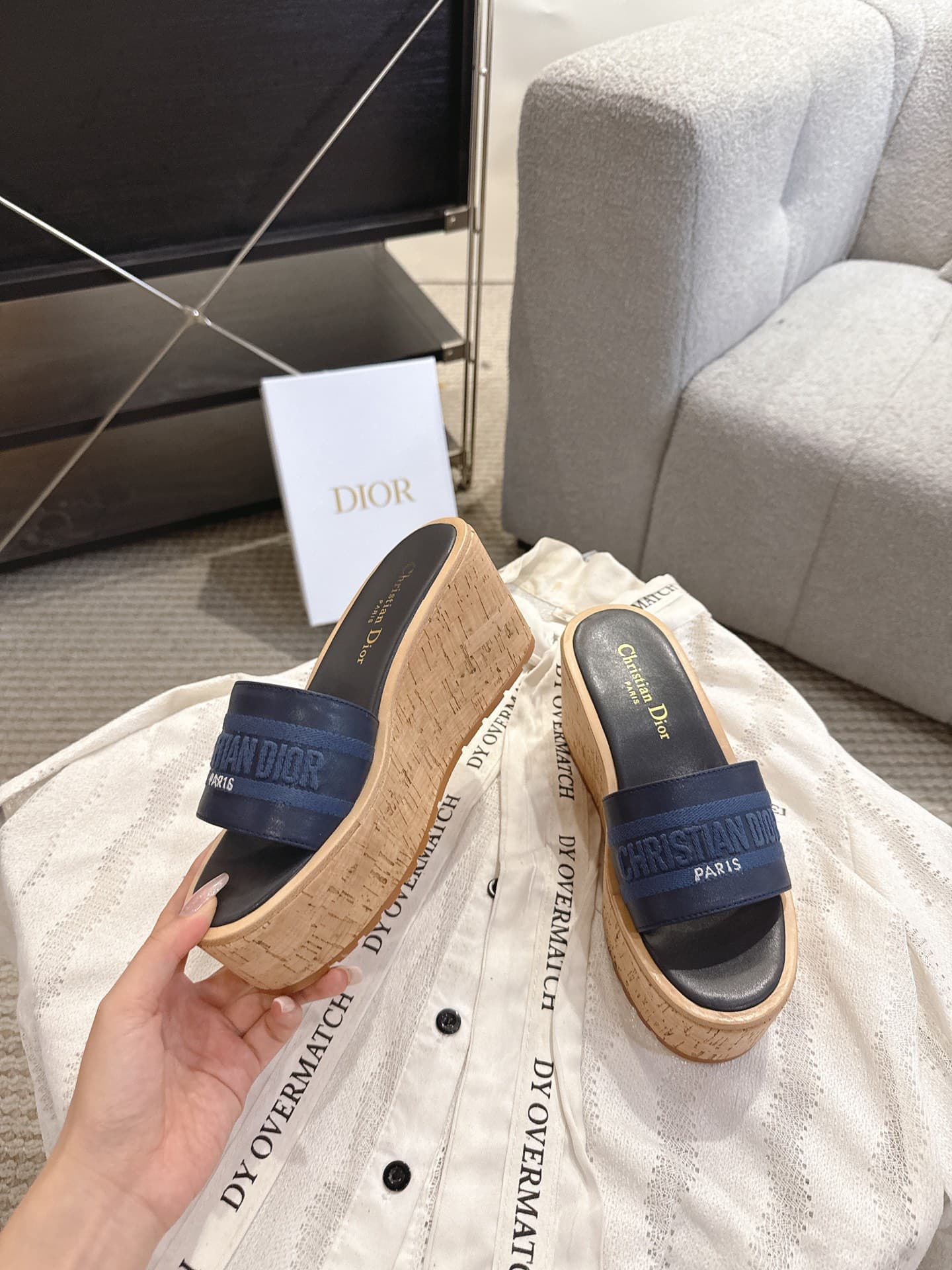D5982 Dior Dior 2025 – New spring/summer model. Dway jelly-colored heeled women’s shoes with a CD logo embroidered in three-dimensional style, thick soles, round toe, and multi-color design. Soft slippers. — image 2