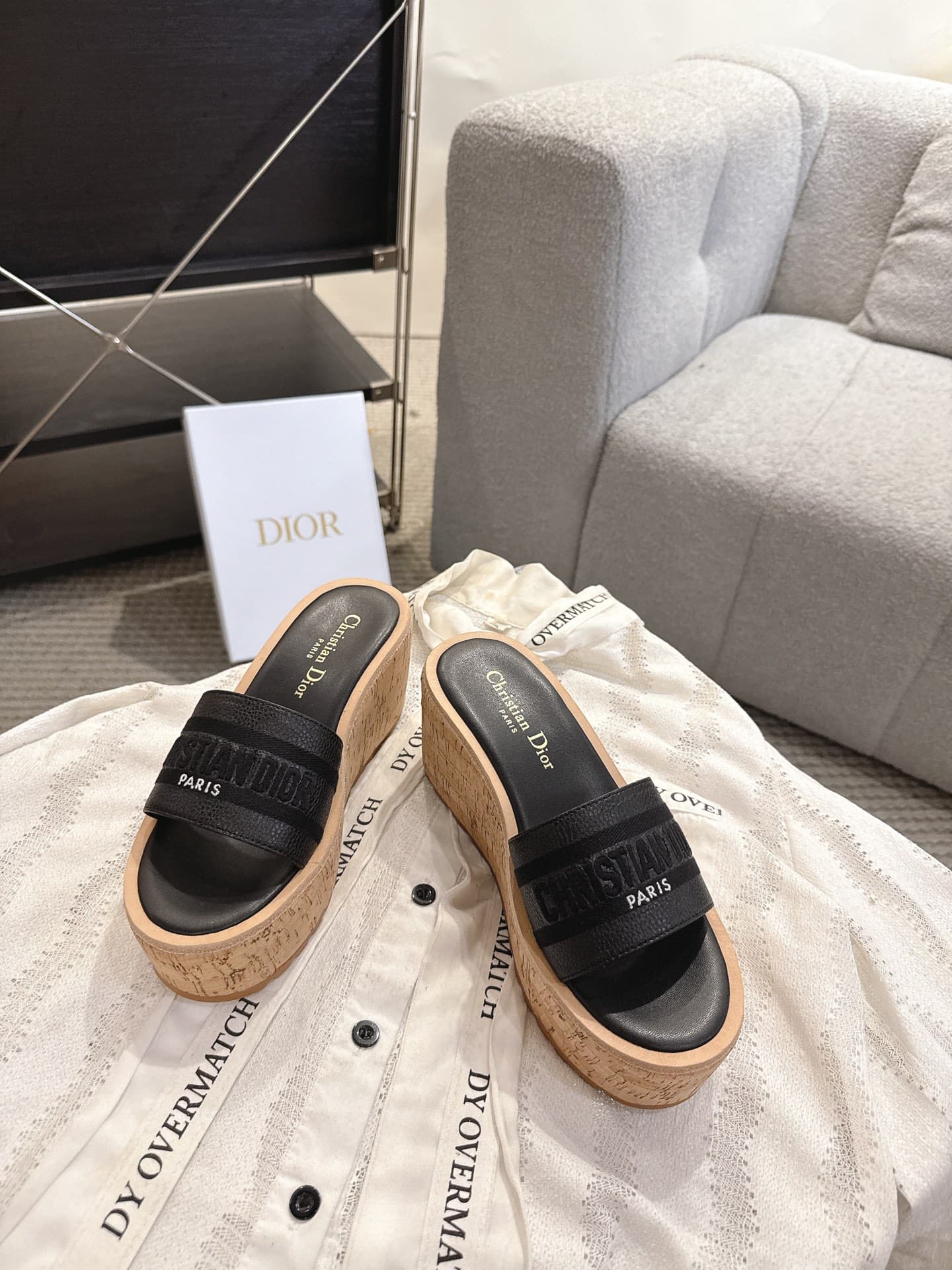 D5978 Dior Dior 2025 – New spring/summer model. Dway jelly-colored platform shoes with a CD logo embroidered on the upper, thick heel, round toe, and mixed-color toe-hiding slippers — image 8