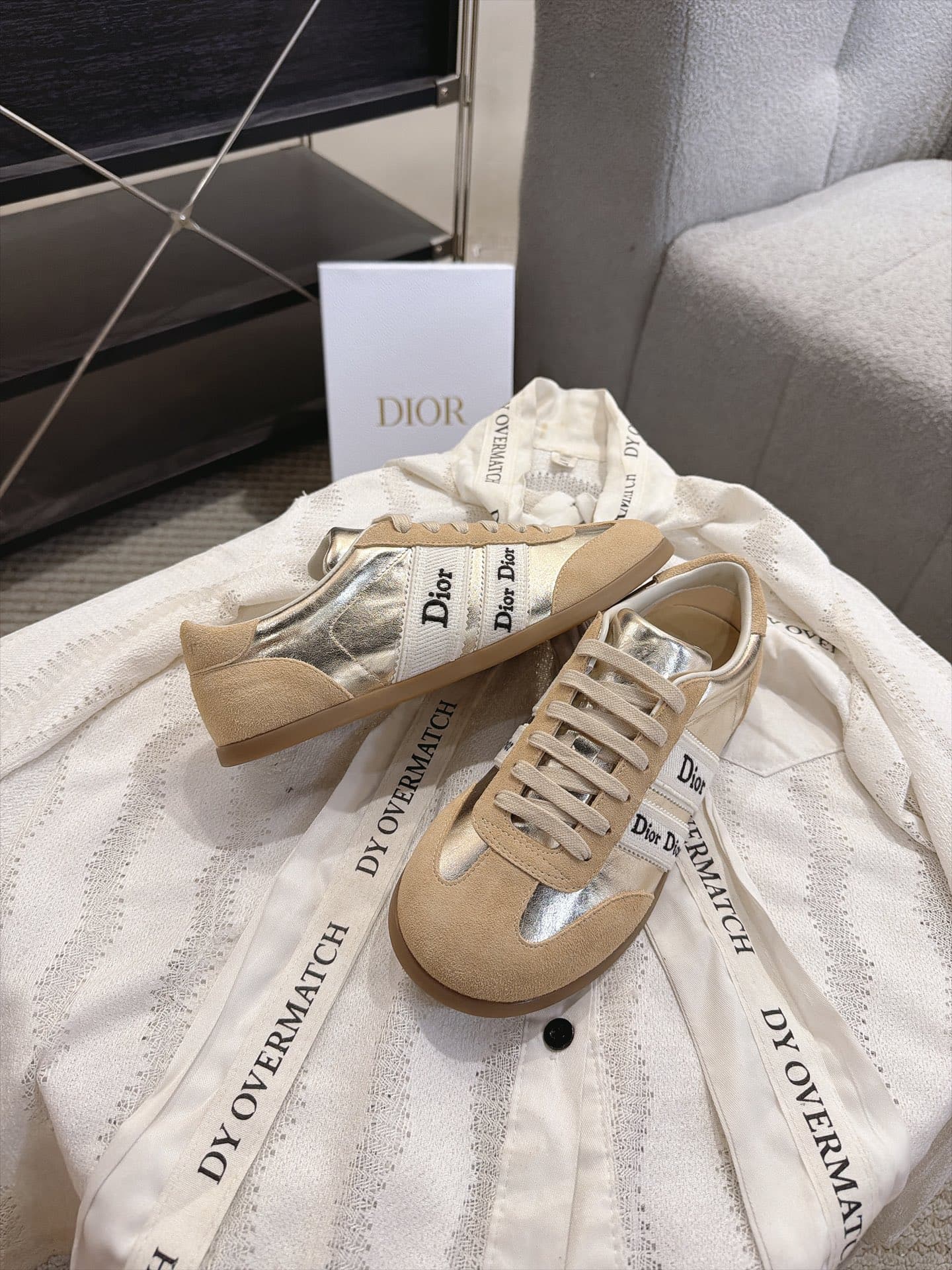 D5869 Vintage/retro Dior Ribbon fabric embroidery sneakers, retro Schuhe — image 6