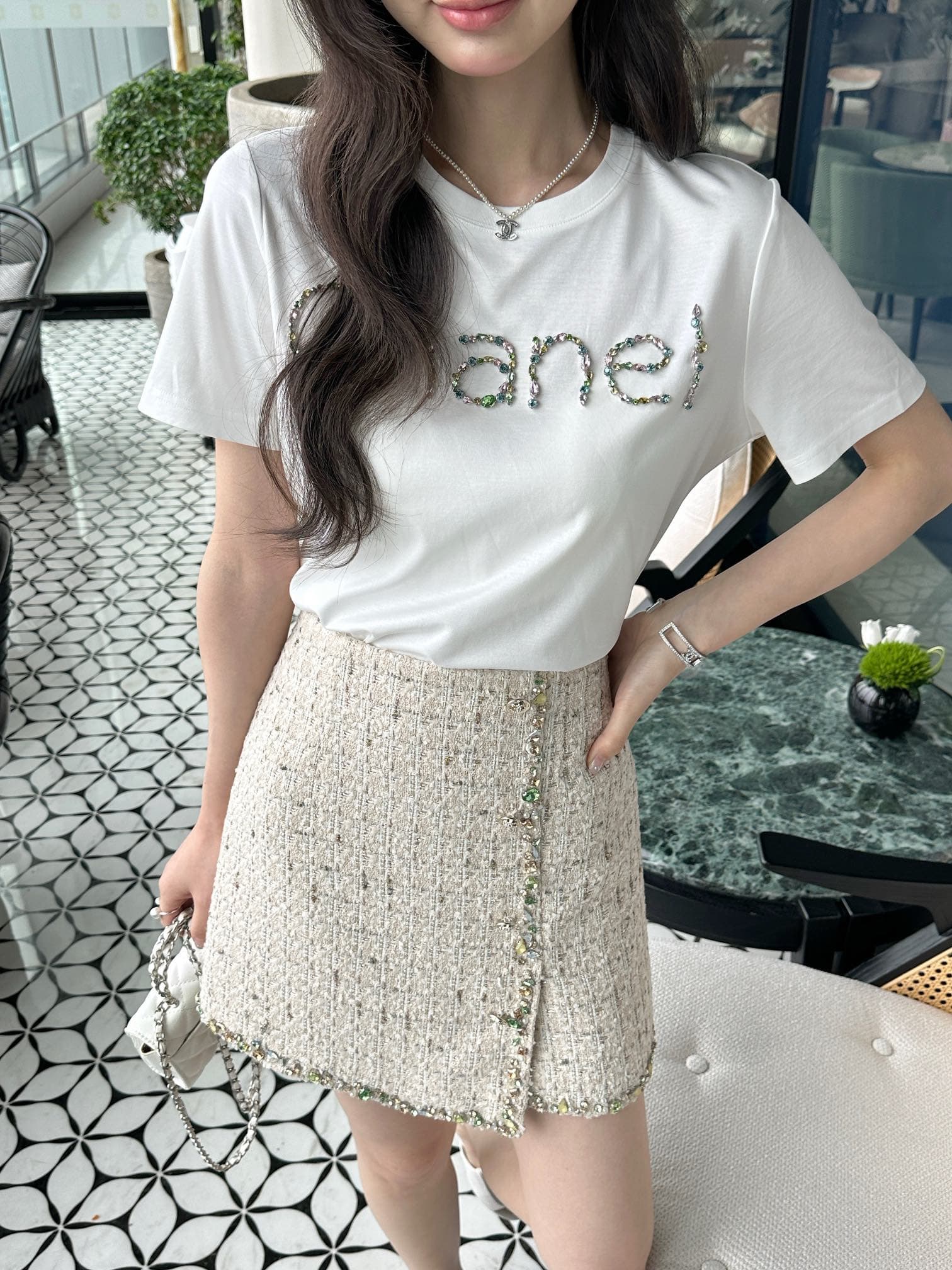C18425 The galaxy shines 🪩chanel26 diamond short-sleeve shirt — image 5