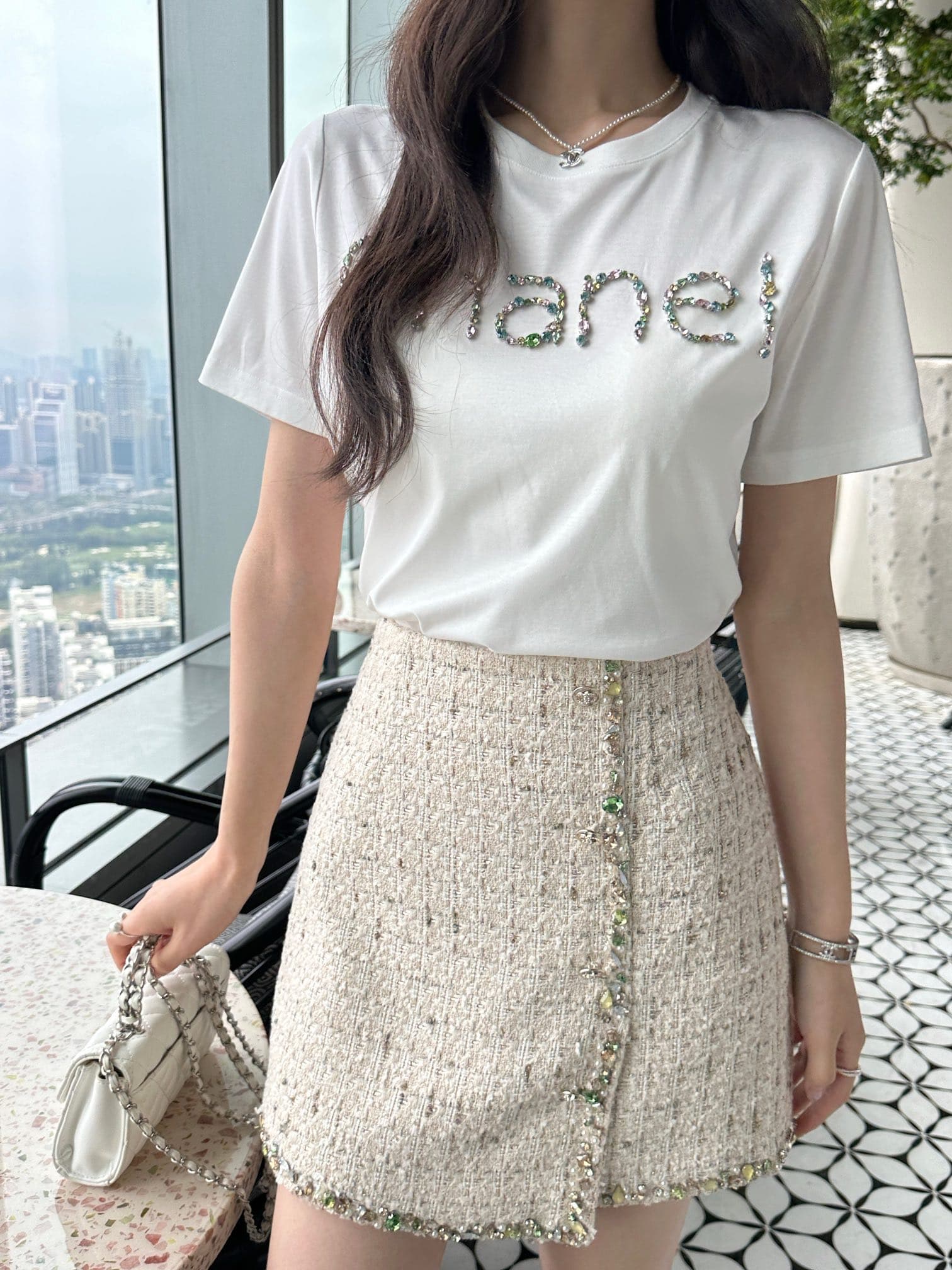 C18425 The galaxy shines 🪩chanel26 diamond short-sleeve shirt — image 7