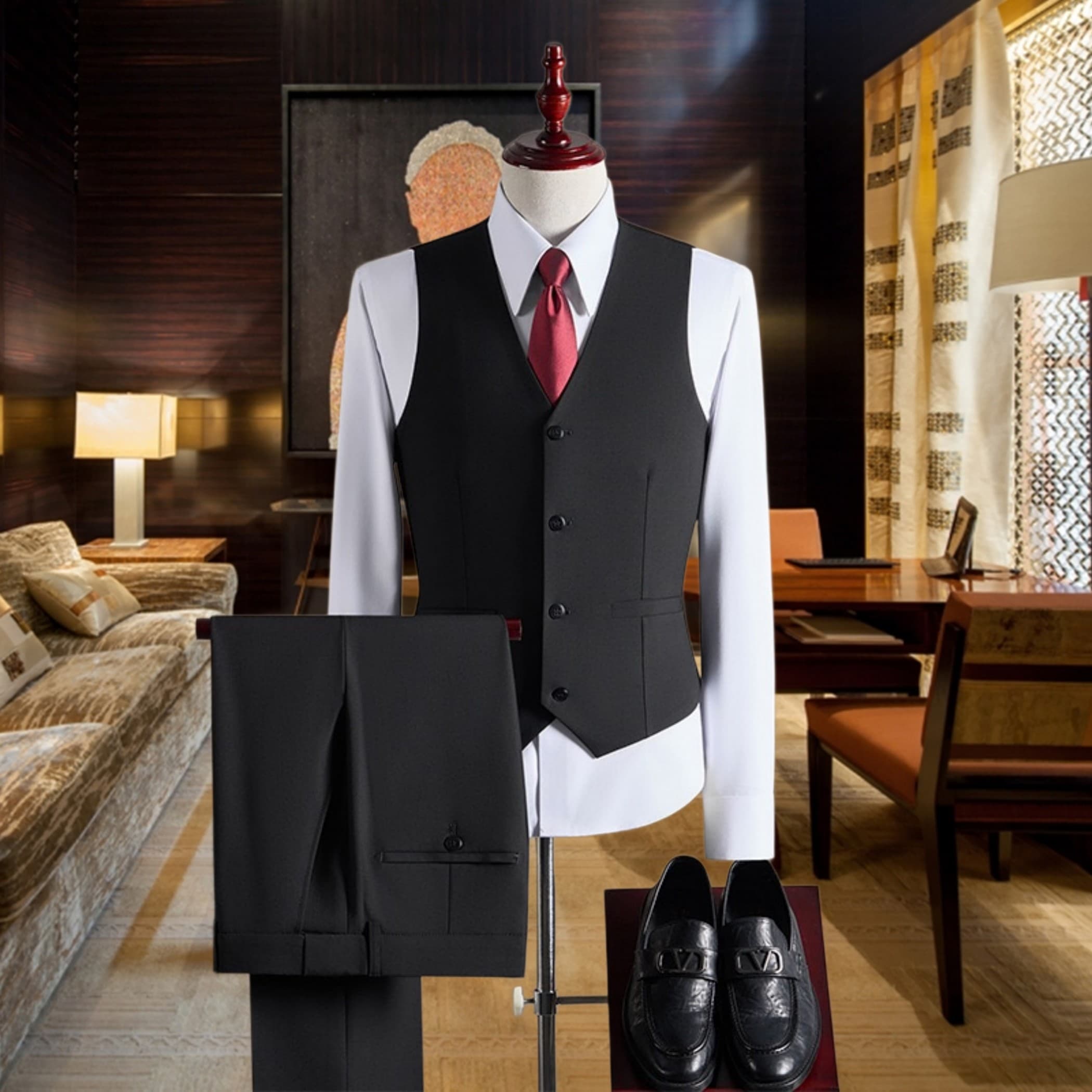 C17918 The perfect choice for business occasions! Essential formal attire for business negotiations and interviews! Wedding dresses! Recommended by stores! Top-selling items! 🔥 [YSL] High-end suit sets, identical to those on the official website. Three-pi — image 4