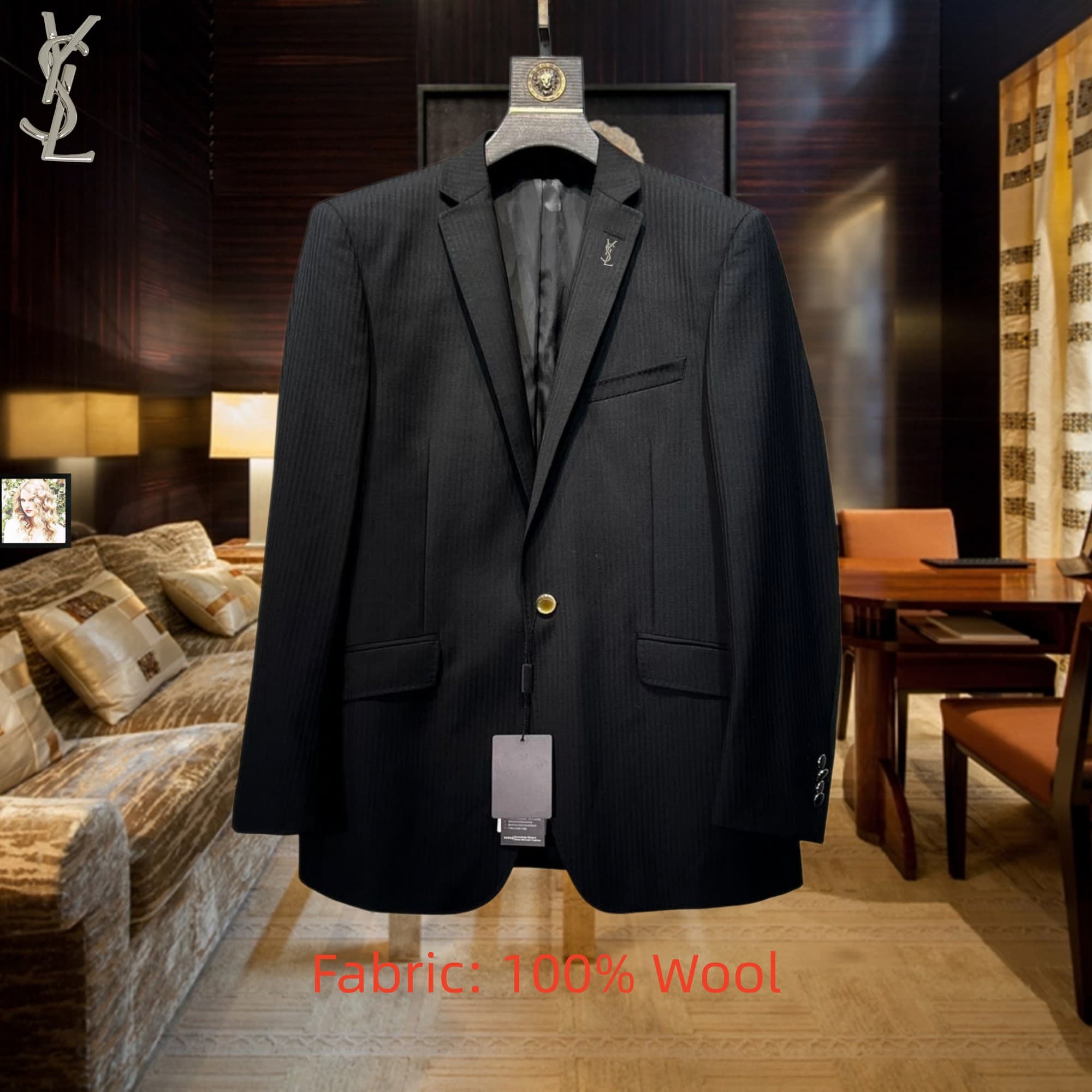 C18004 Single suit jacket, top-quality wool fabric. Fabric composition: 100% wool. Highly recommended by the store! A must-have item! 🔥 [YSL] Original high-end suit set, identical to the products on the official website. New models from fashion shows and  — image 1